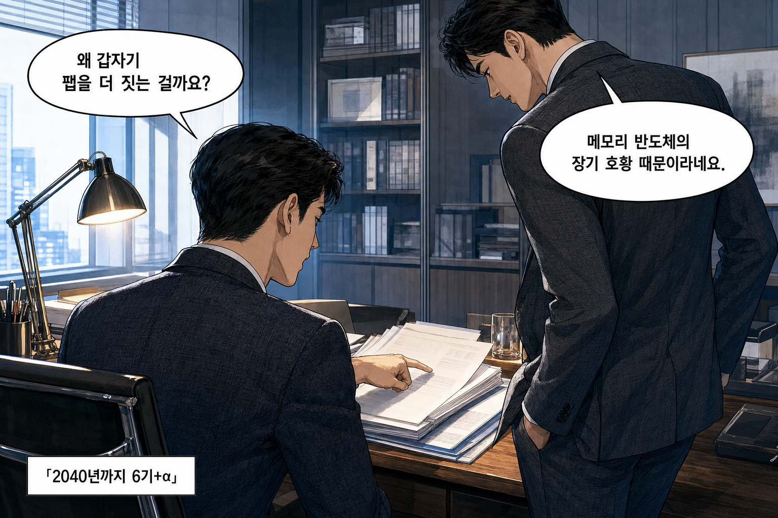 A: 왜 갑자기 팹을 더 짓는 걸까요? B: 메모리 반도체의 장기 호황 때문이라네요.