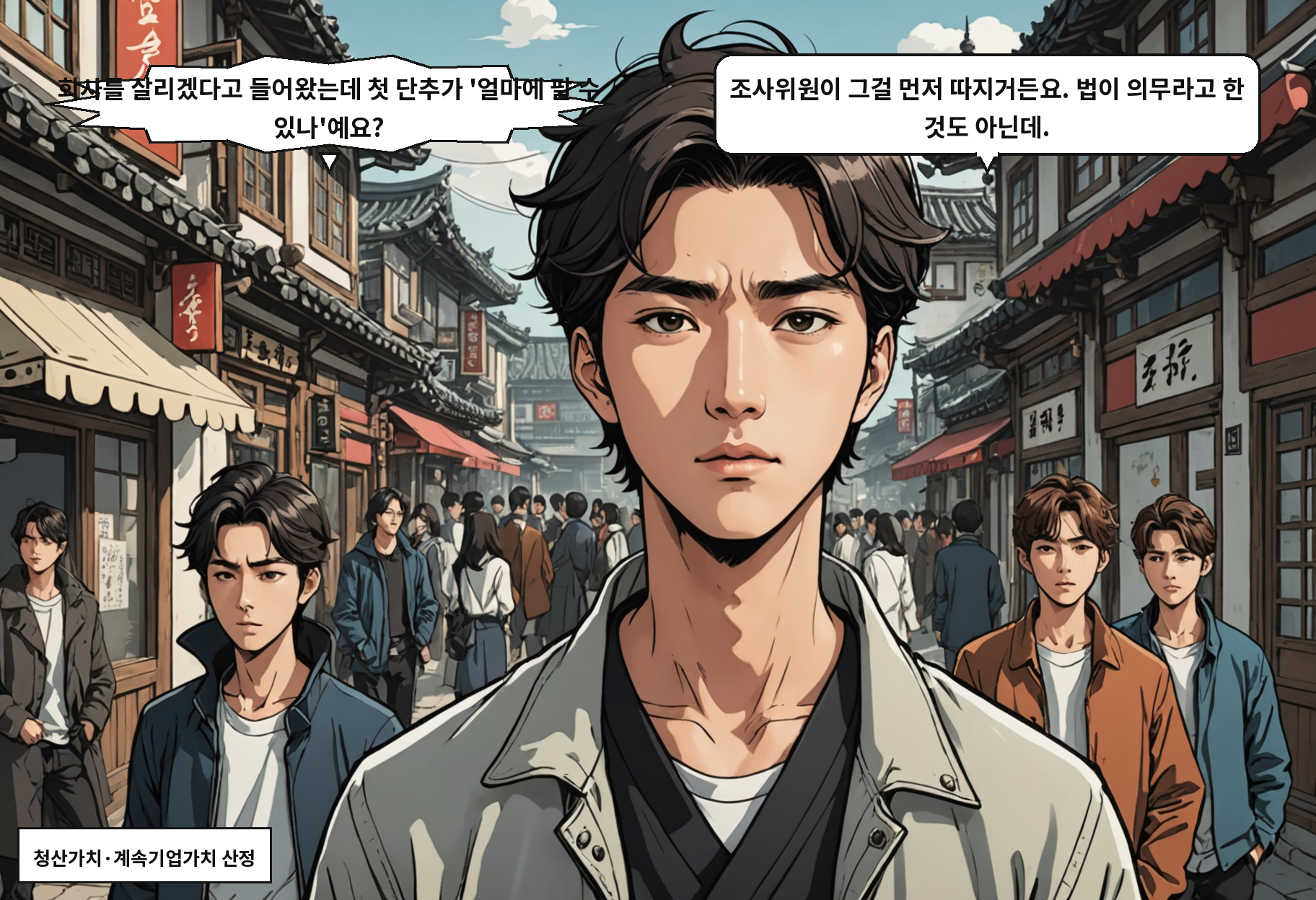 B: 회사를 살리겠다고 들어왔는데 첫 단추가 '얼마에 팔 수 있나'예요? A: 조사위원이 그걸 먼저 따지거든요. 법이 의무라고 한 것도 아닌데.