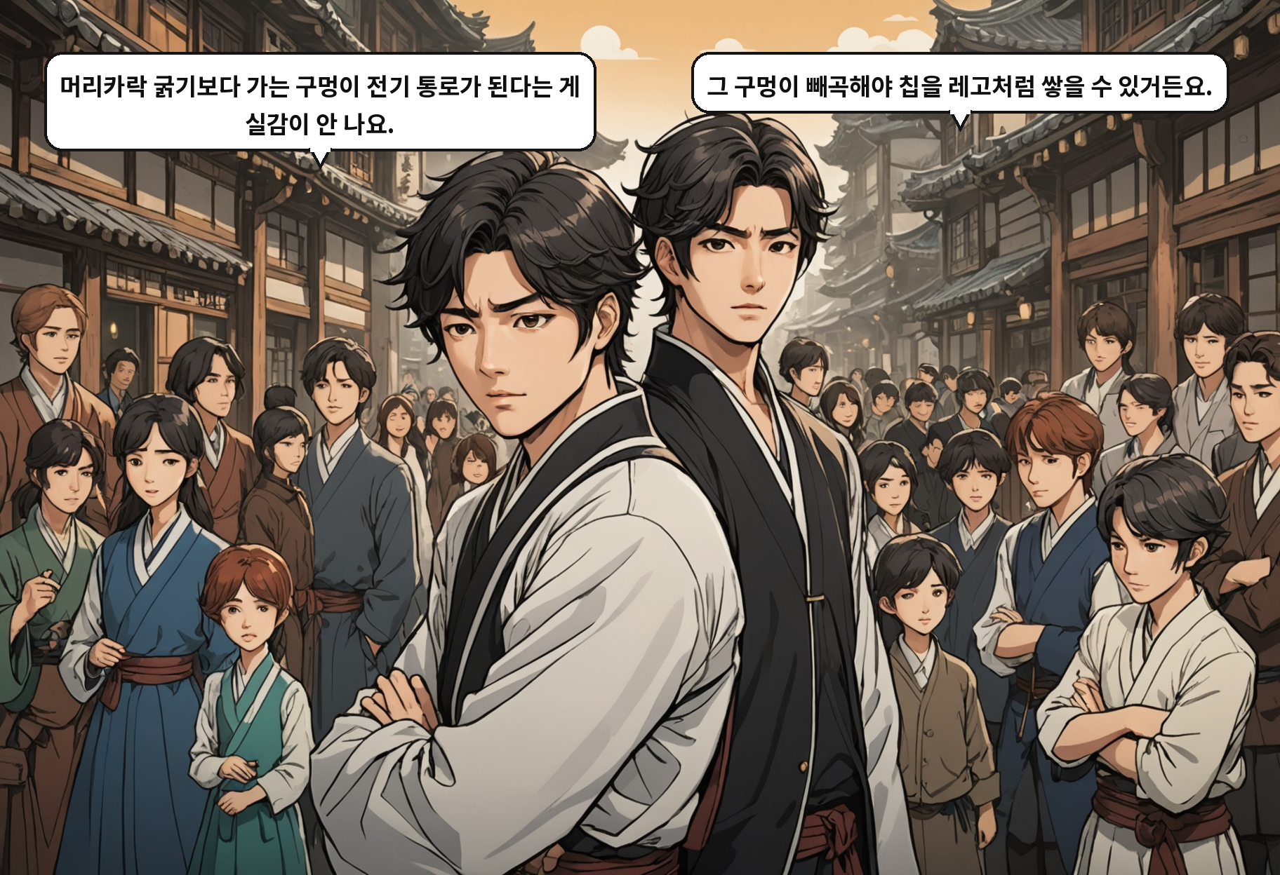 A: 머리카락 굵기보다 가는 구멍이 전기 통로가 된다는 게 실감이 안 나요. B: 그 구멍이 빼곡해야 칩을 레고처럼 쌓을 수 있거든요.