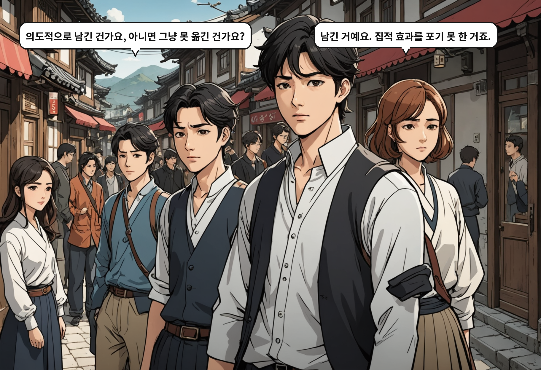 A: 의도적으로 남긴 건가요, 아니면 그냥 못 옮긴 건가요? B: 남긴 거예요. 집적 효과를 포기 못 한 거죠.