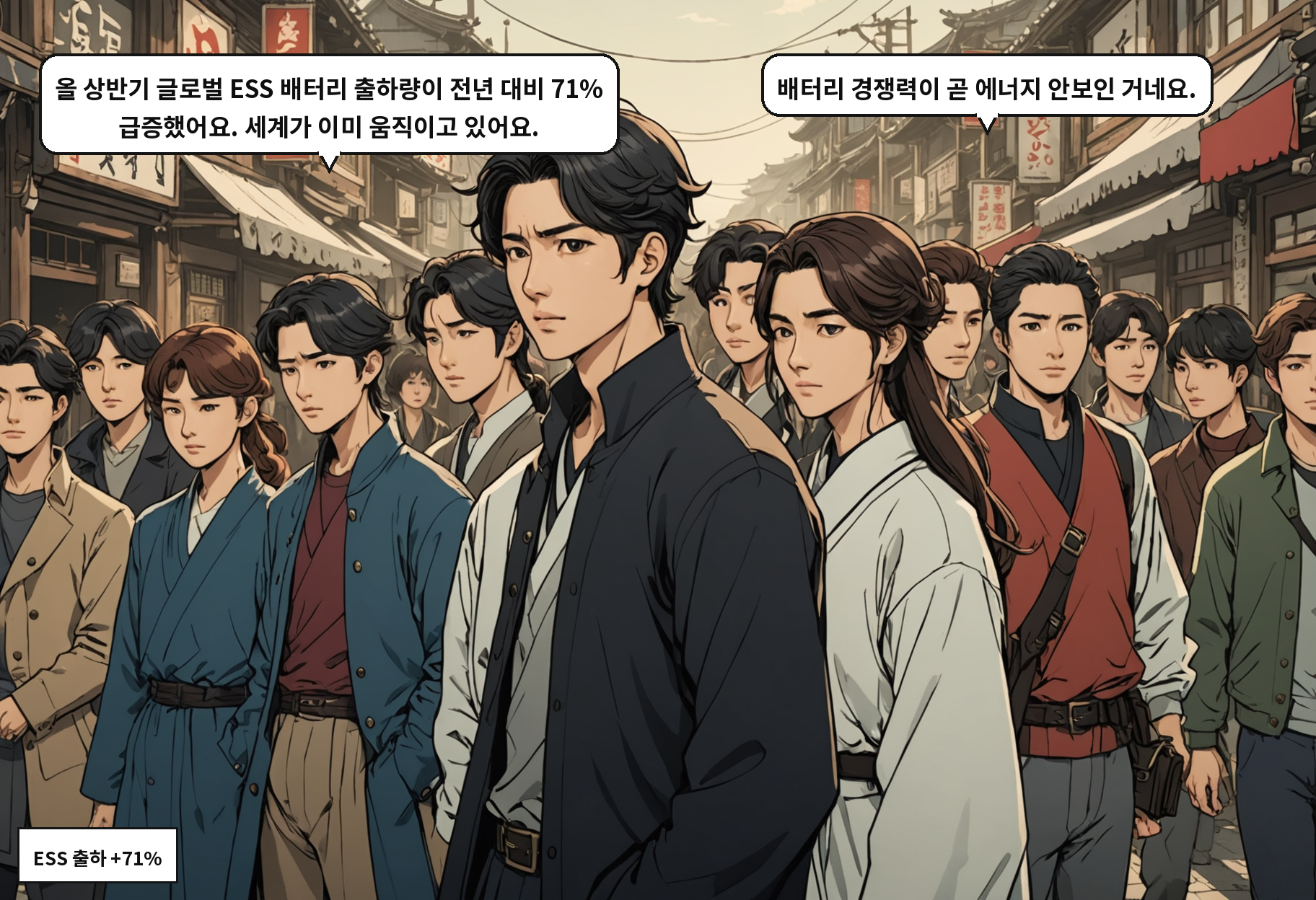 A: 올 상반기 글로벌 ESS 배터리 출하량이 전년 대비 71% 급증했어요. 세계가 이미 움직이고 있어요. B: 배터리 경쟁력이 곧 에너지 안보인 거네요.