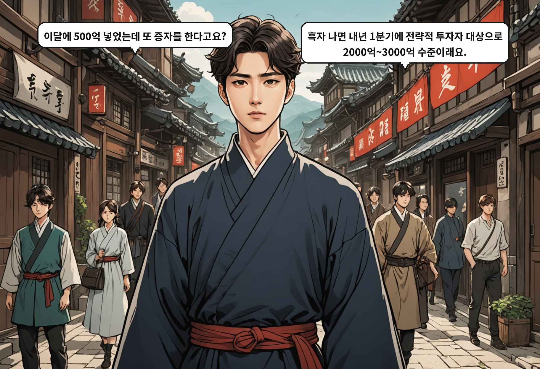 B: 이달에 500억 넣었는데 또 증자를 한다고요? A: 흑자 나면 내년 1분기에 전략적 투자자 대상으로 2000억~3000억 수준이래요.