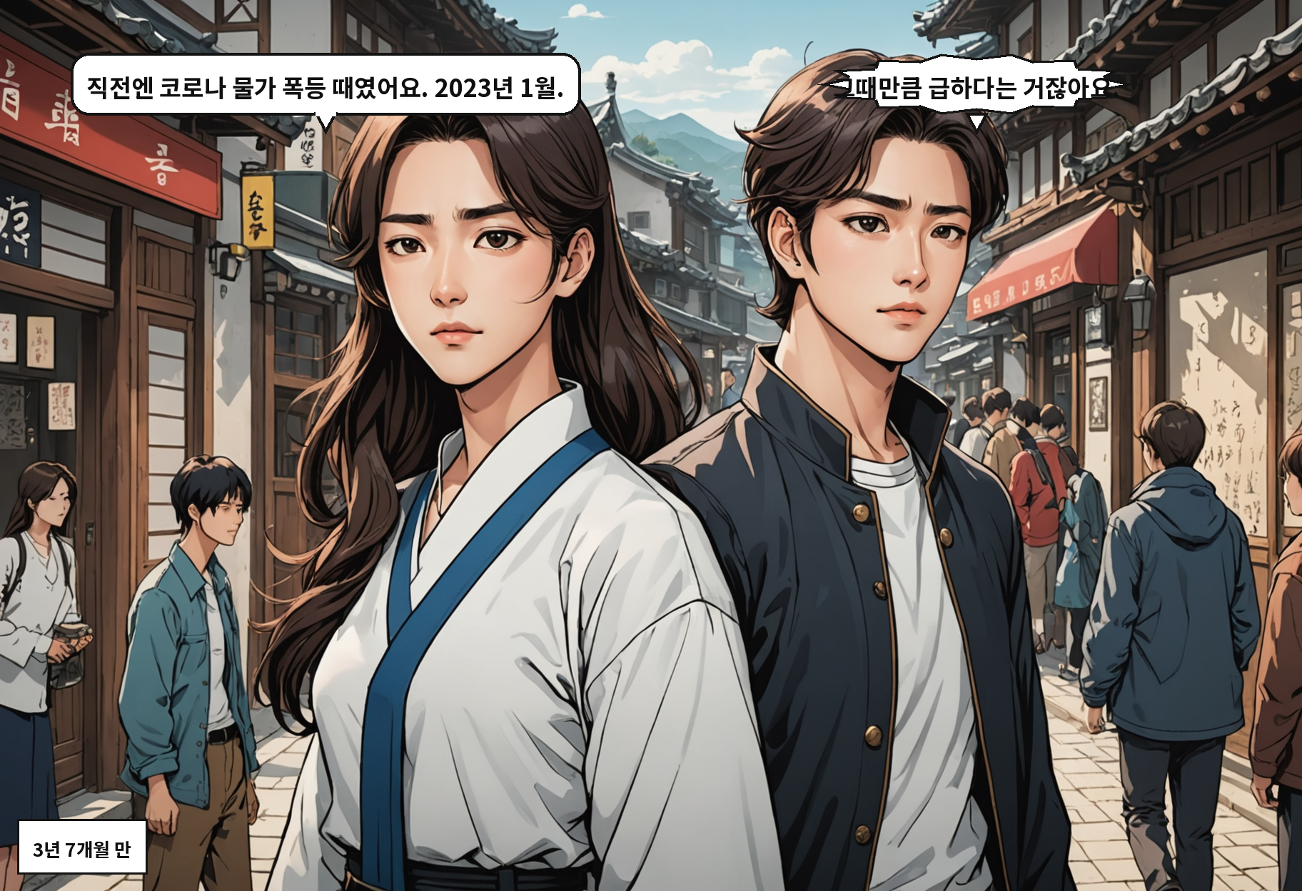 B: 직전엔 코로나 물가 폭등 때였어요. 2023년 1월. A: 그때만큼 급하다는 거잖아요.