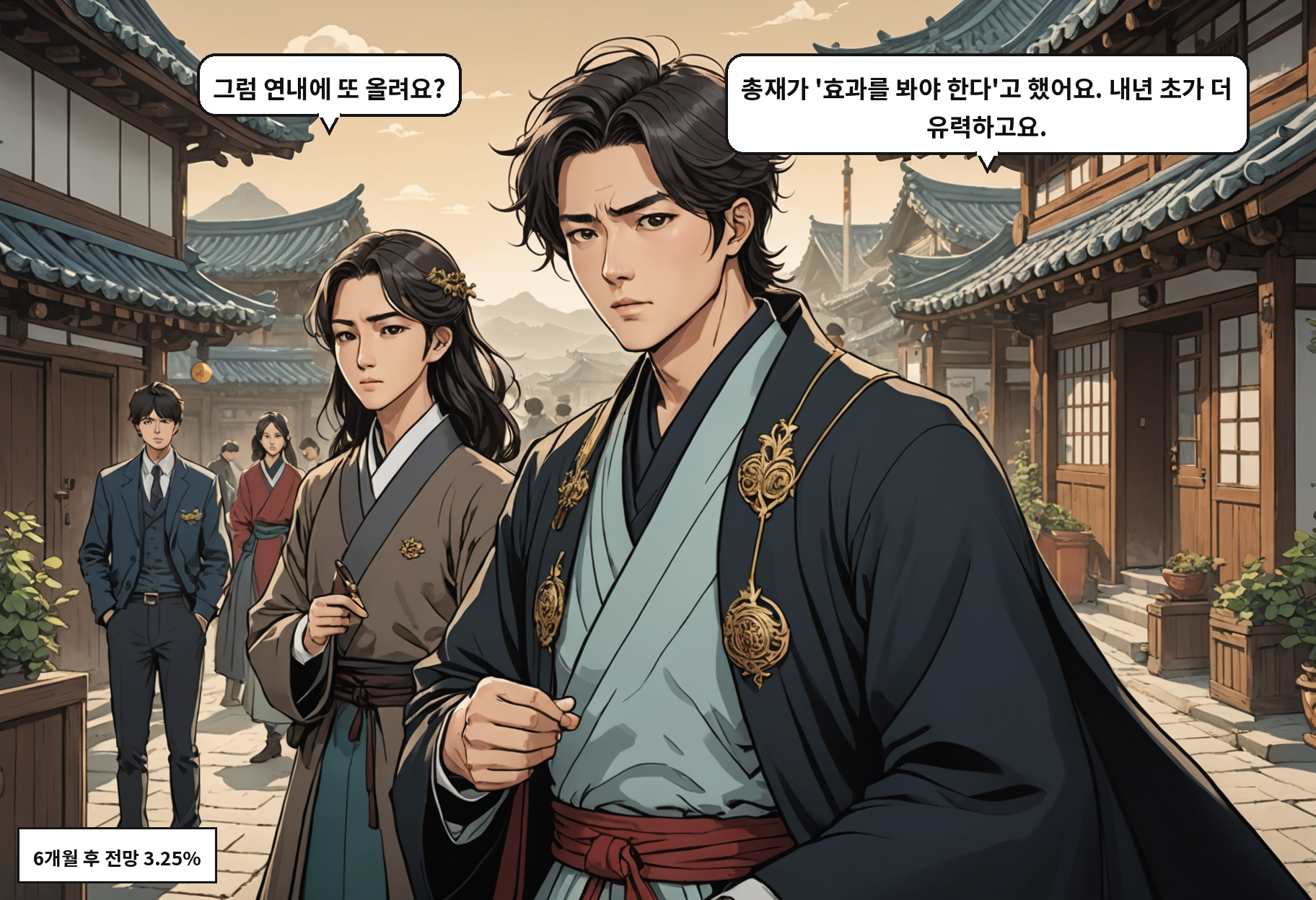 A: 그럼 연내에 또 올려요? B: 총재가 '효과를 봐야 한다'고 했어요. 내년 초가 더 유력하고요.