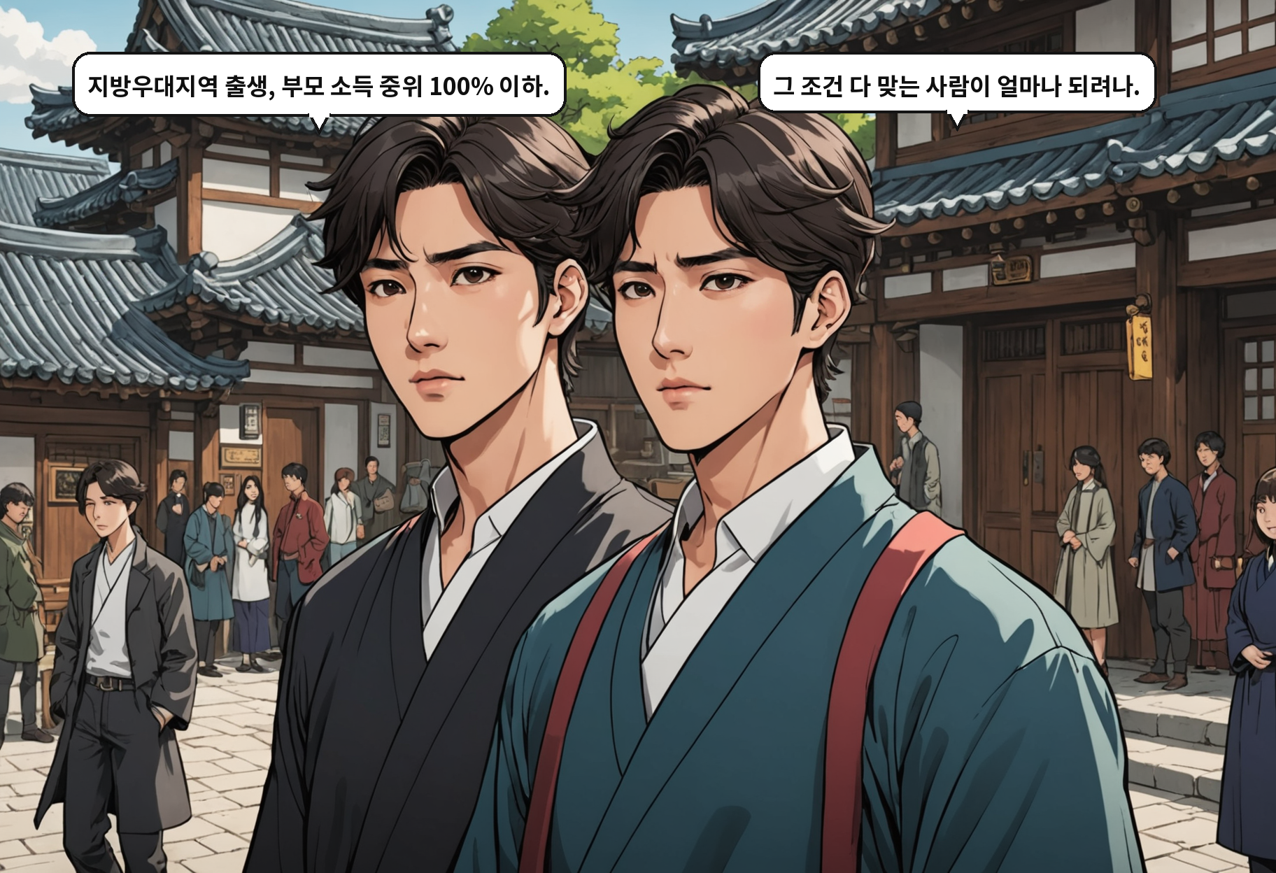B: 지방우대지역 출생, 부모 소득 중위 100% 이하. A: 그 조건 다 맞는 사람이 얼마나 되려나.