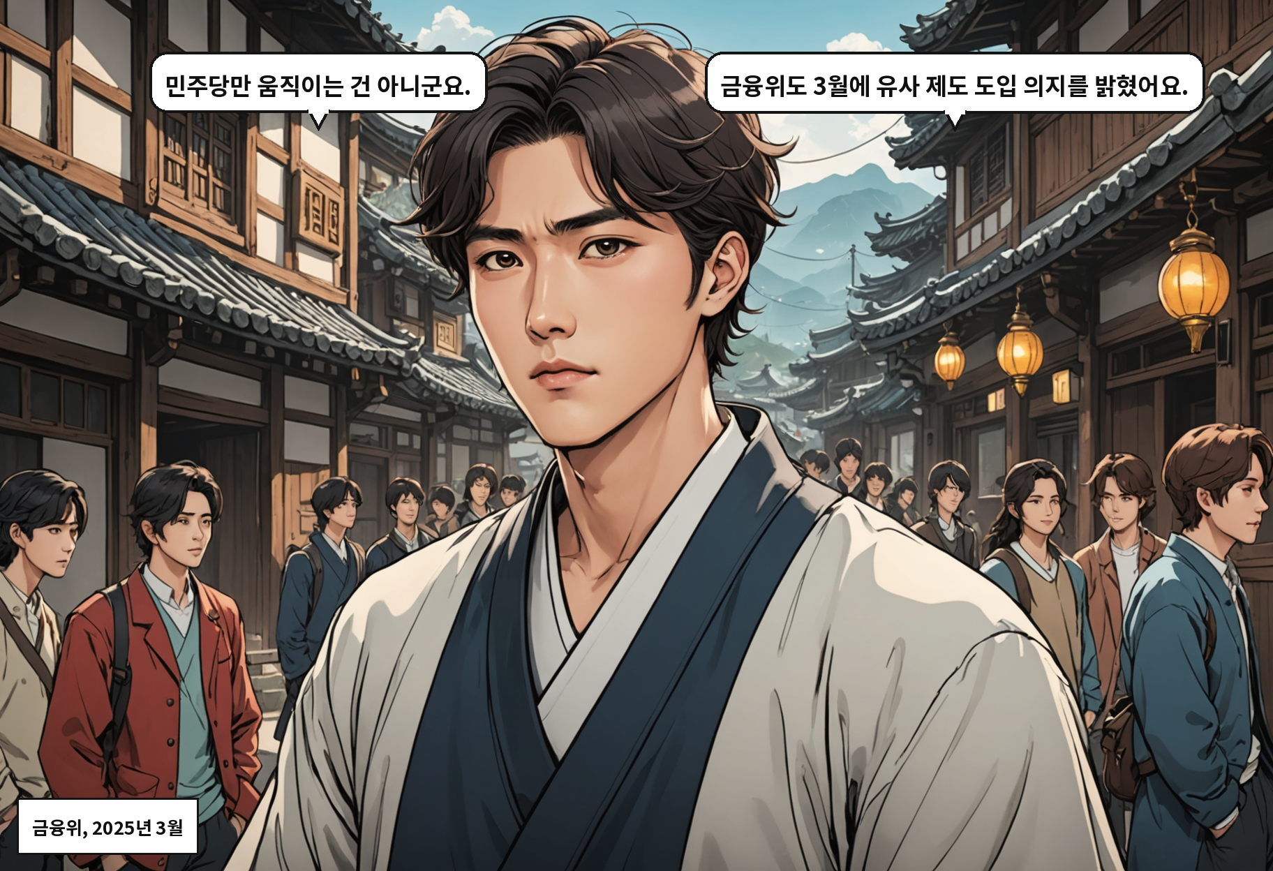 B: 민주당만 움직이는 건 아니군요. A: 금융위도 3월에 유사 제도 도입 의지를 밝혔어요.