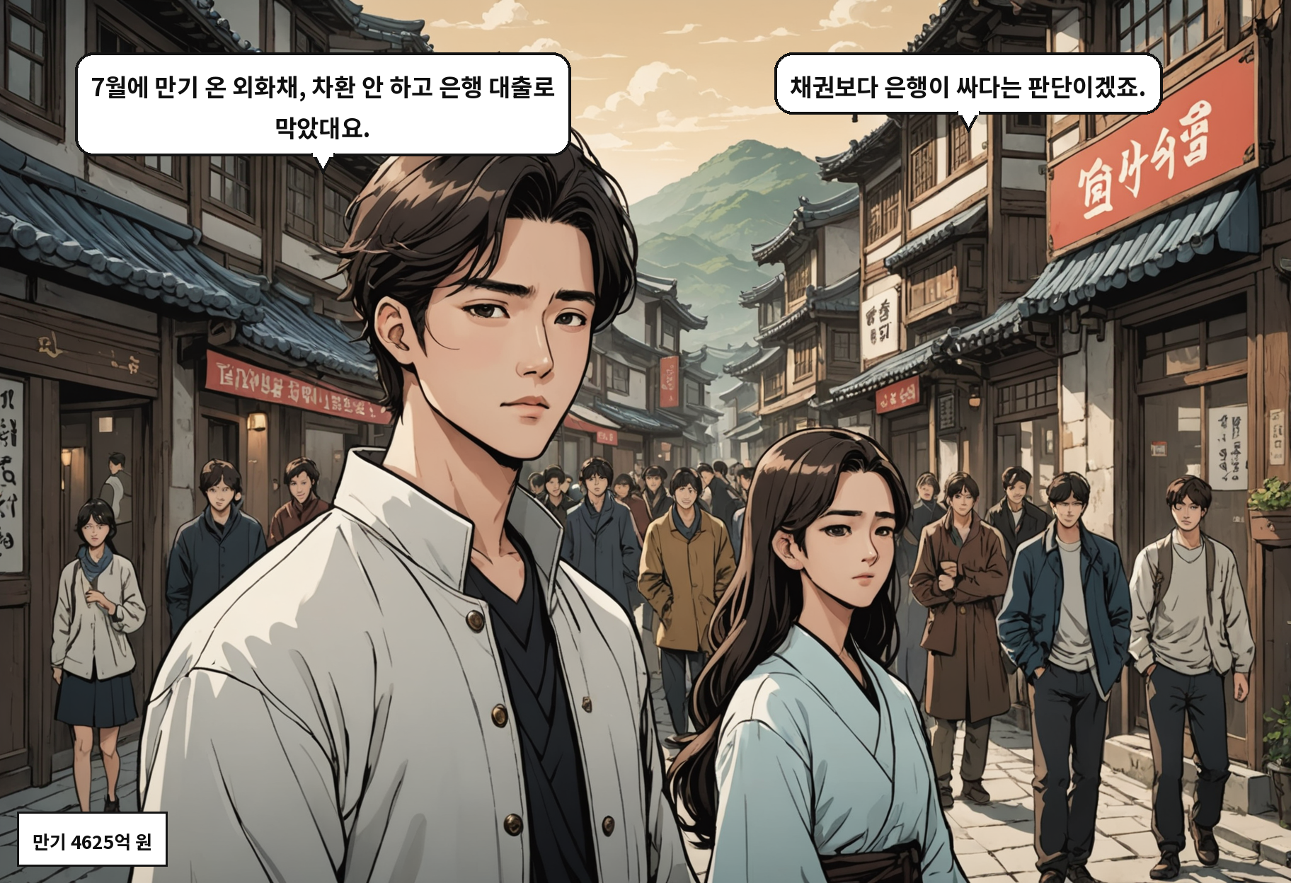 B: 7월에 만기 온 외화채, 차환 안 하고 은행 대출로 막았대요. A: 채권보다 은행이 싸다는 판단이겠죠.