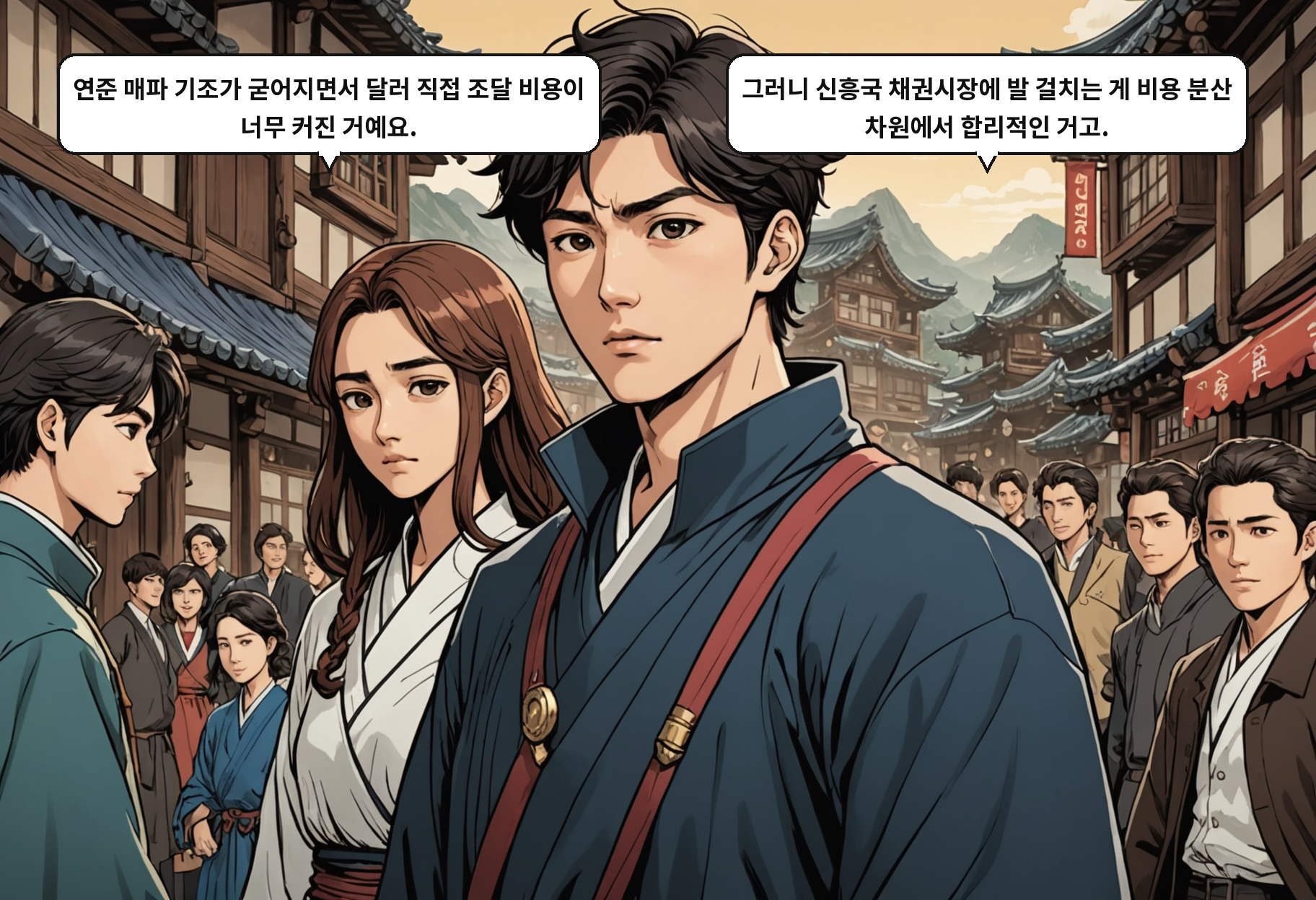A: 연준 매파 기조가 굳어지면서 달러 직접 조달 비용이 너무 커진 거예요. B: 그러니 신흥국 채권시장에 발 걸치는 게 비용 분산 차원에서 합리적인 거고.