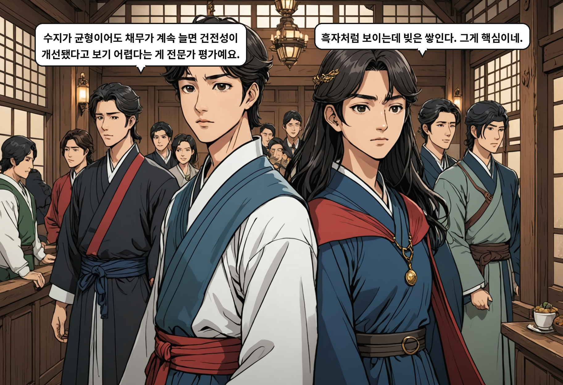 A: 수지가 균형이어도 채무가 계속 늘면 건전성이 개선됐다고 보기 어렵다는 게 전문가 평가예요. B: 흑자처럼 보이는데 빚은 쌓인다. 그게 핵심이네.