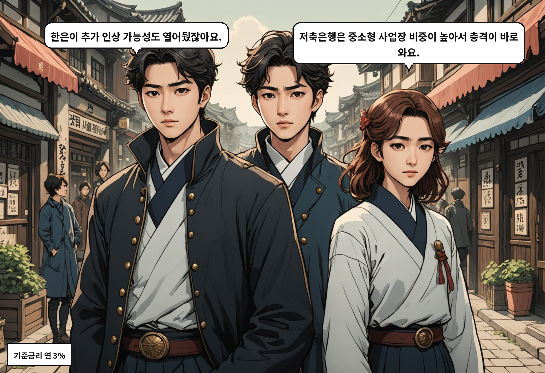 B: 한은이 추가 인상 가능성도 열어뒀잖아요. A: 저축은행은 중소형 사업장 비중이 높아서 충격이 바로 와요.