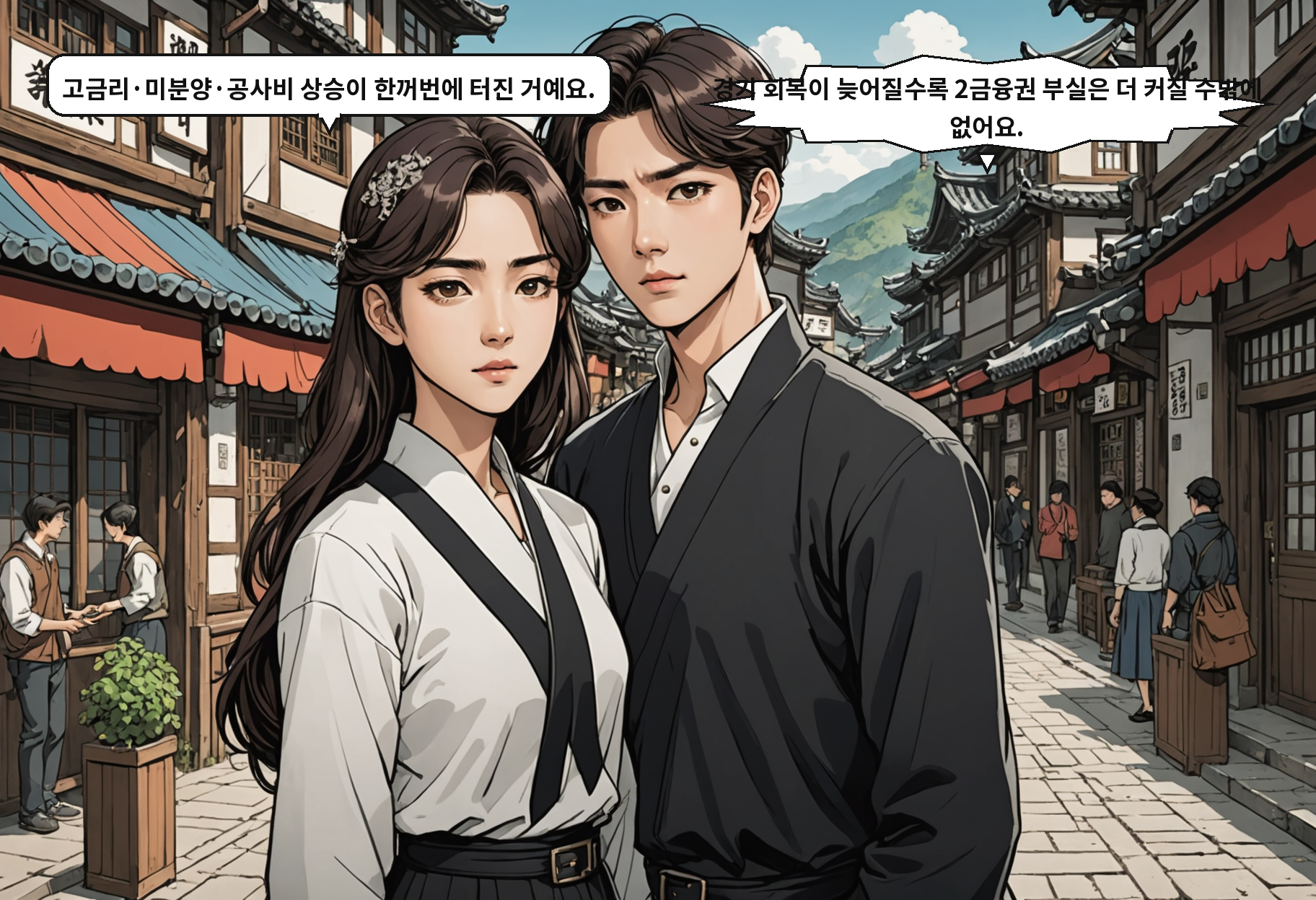 B: 고금리·미분양·공사비 상승이 한꺼번에 터진 거예요. A: 경기 회복이 늦어질수록 2금융권 부실은 더 커질 수밖에 없어요.