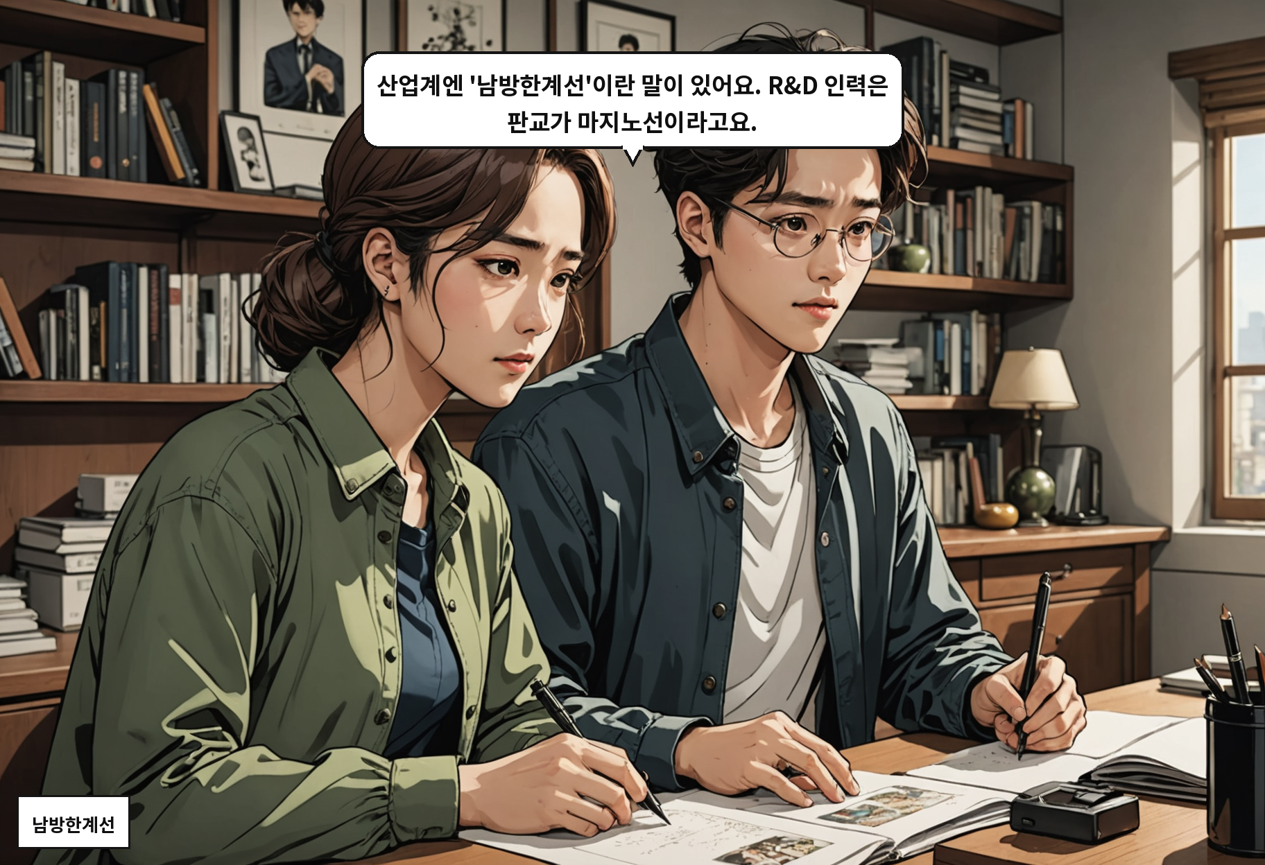 B: 산업계엔 '남방한계선'이란 말이 있어요. R&D 인력은 판교가 마지노선이라고요.