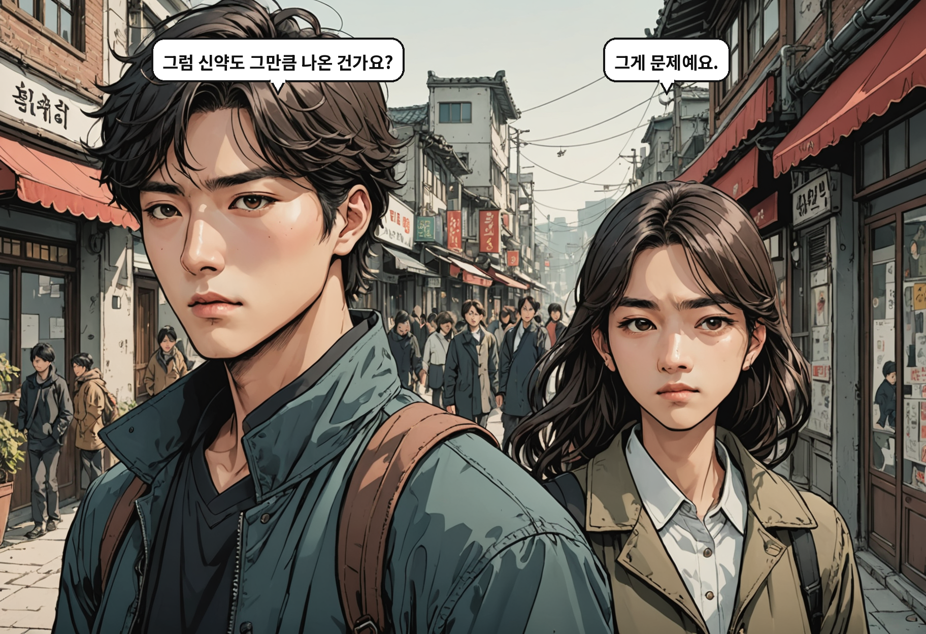 A: 그럼 신약도 그만큼 나온 건가요? B: 그게 문제예요.