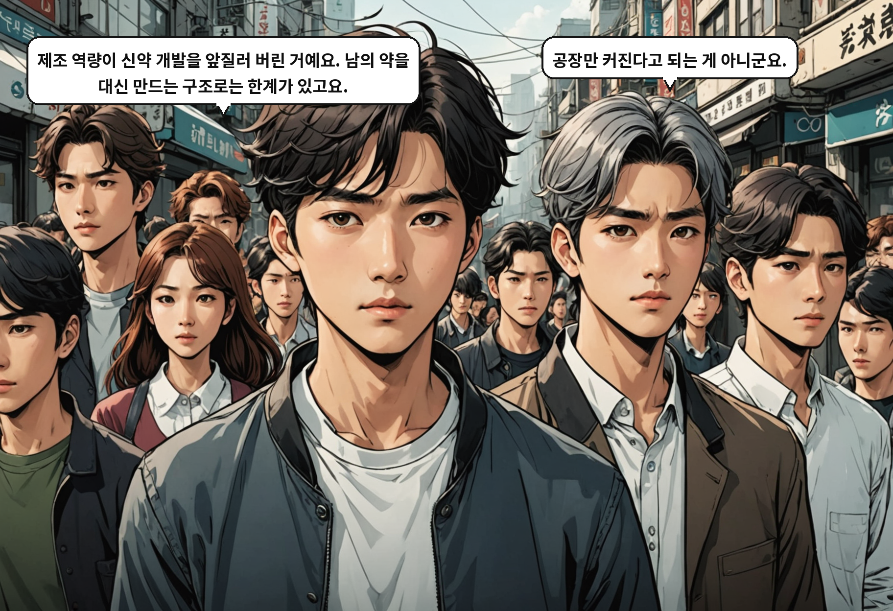 B: 제조 역량이 신약 개발을 앞질러 버린 거예요. 남의 약을 대신 만드는 구조로는 한계가 있고요. A: 공장만 커진다고 되는 게 아니군요.