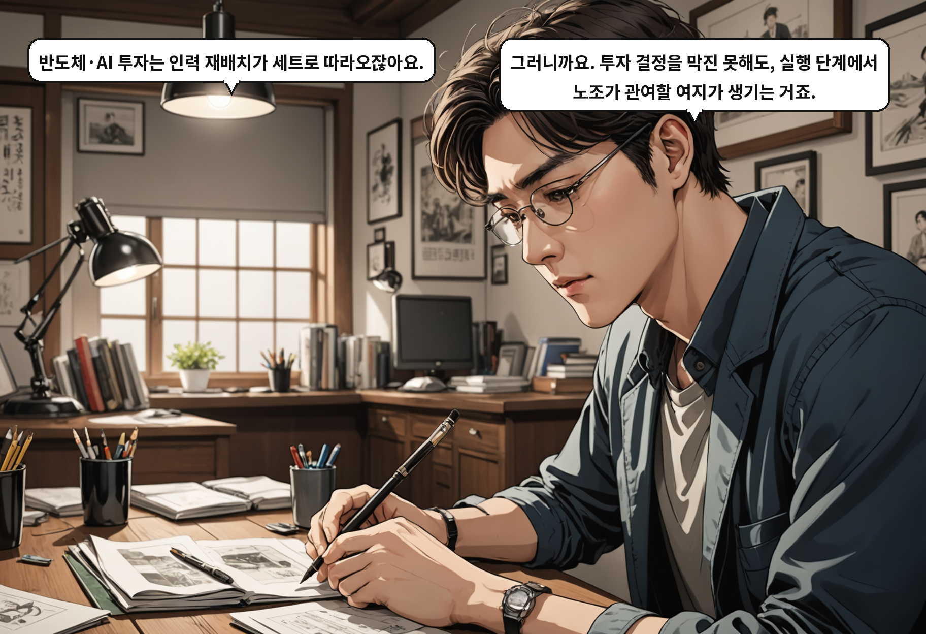A: 반도체·AI 투자는 인력 재배치가 세트로 따라오잖아요. B: 그러니까요. 투자 결정을 막진 못해도, 실행 단계에서 노조가 관여할 여지가 생기는 거죠.