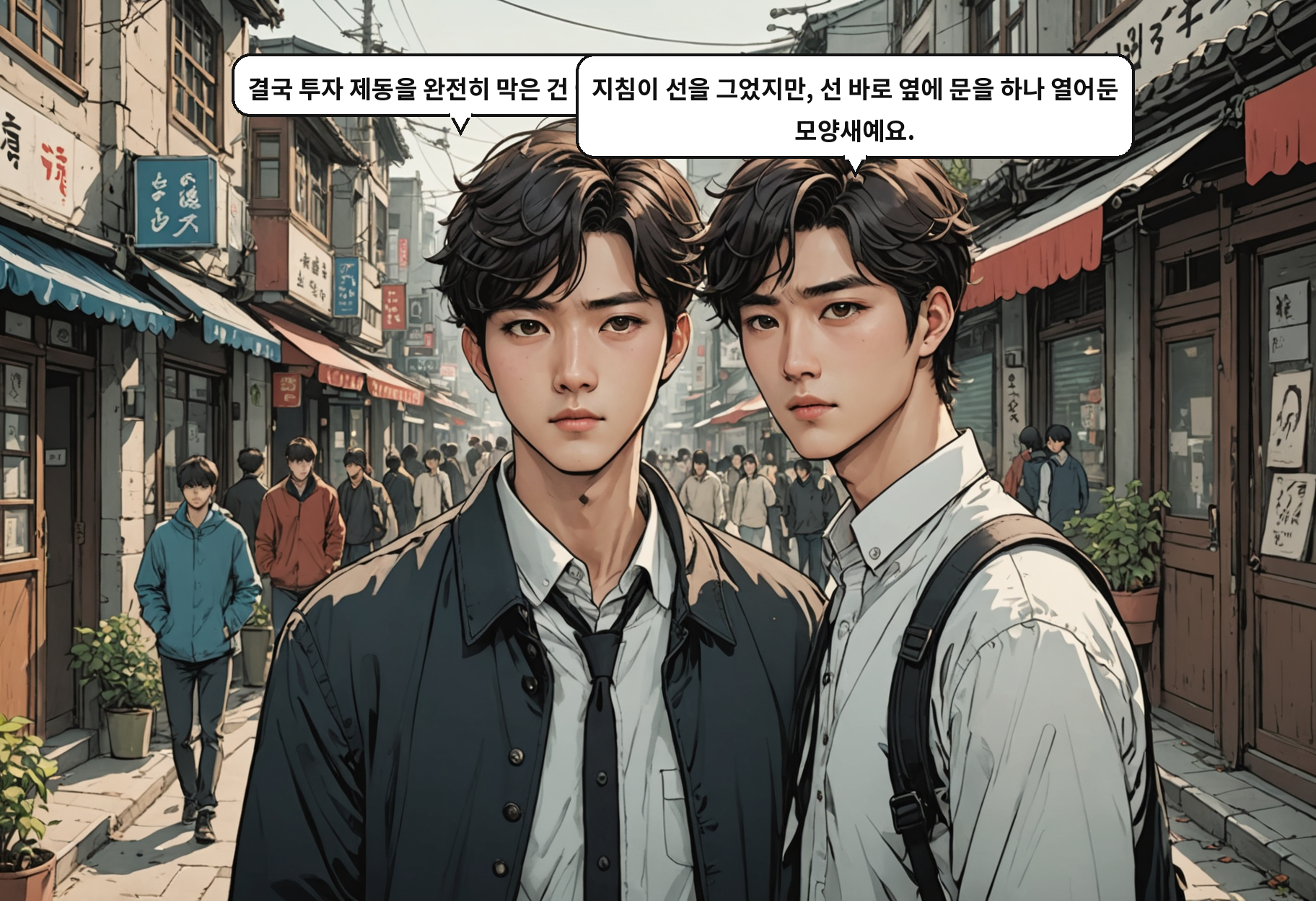 A: 결국 투자 제동을 완전히 막은 건 아니네요. B: 지침이 선을 그었지만, 선 바로 옆에 문을 하나 열어둔 모양새예요.