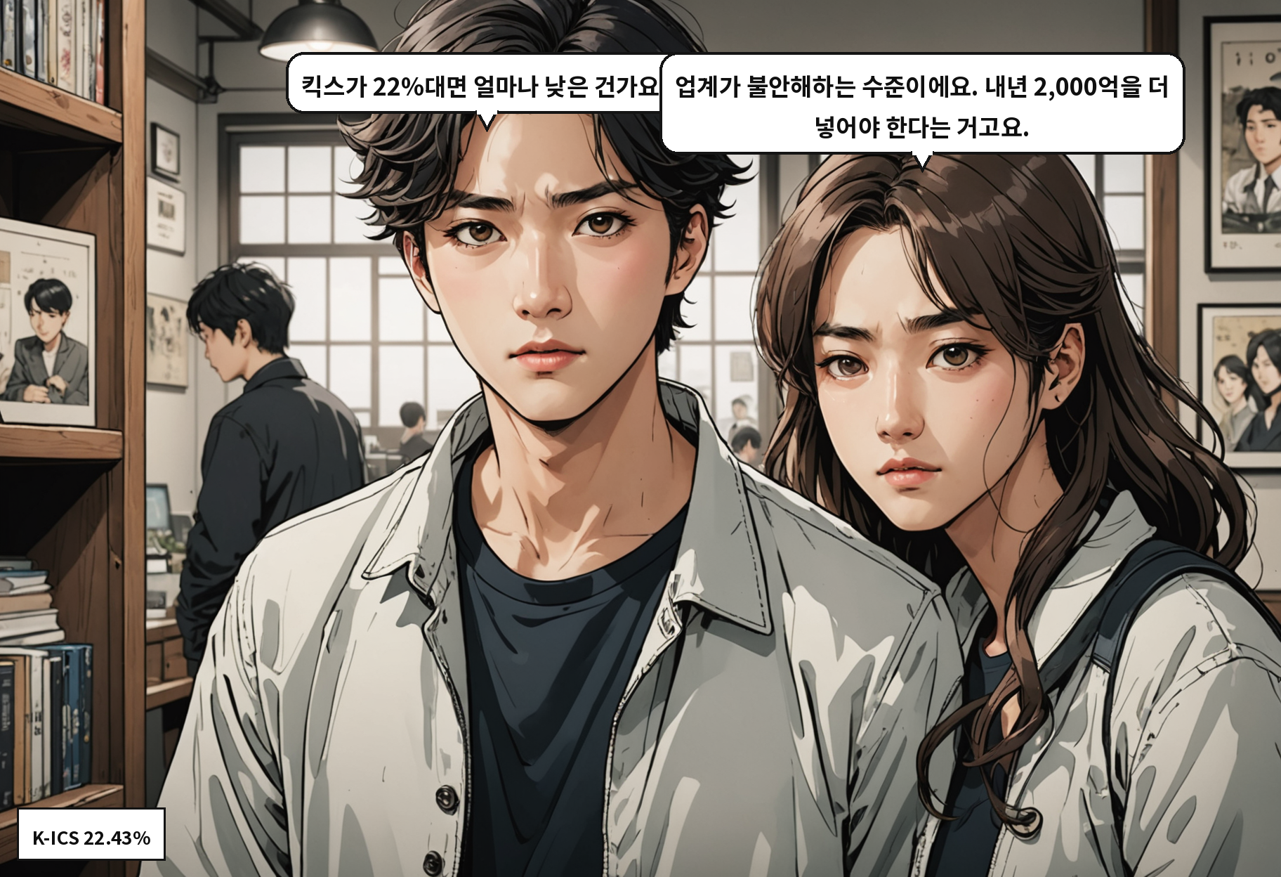 A: 킥스가 22%대면 얼마나 낮은 건가요? B: 업계가 불안해하는 수준이에요. 내년 2,000억을 더 넣어야 한다는 거고요.