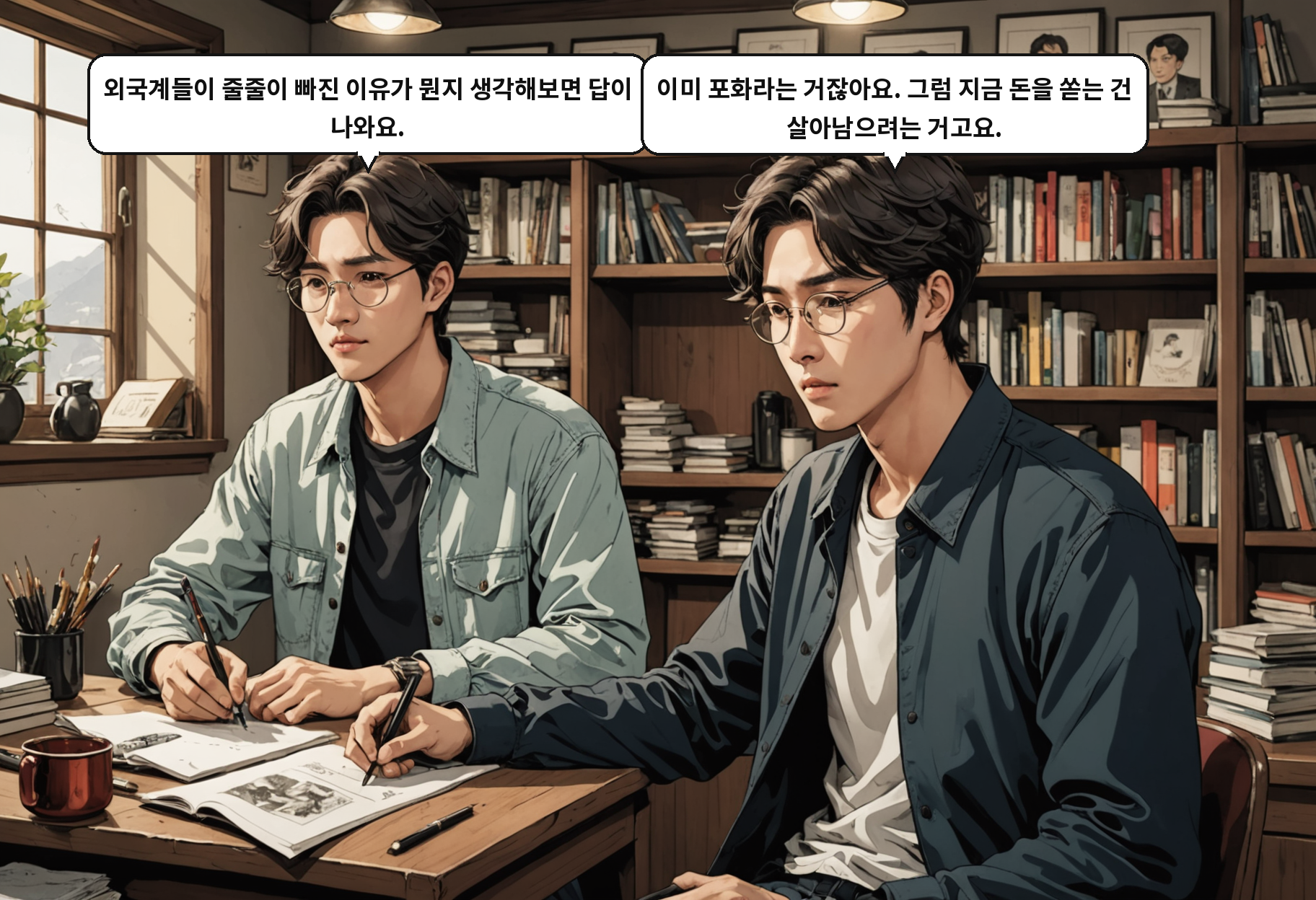 B: 외국계들이 줄줄이 빠진 이유가 뭔지 생각해보면 답이 나와요. A: 이미 포화라는 거잖아요. 그럼 지금 돈을 쏟는 건 살아남으려는 거고요.