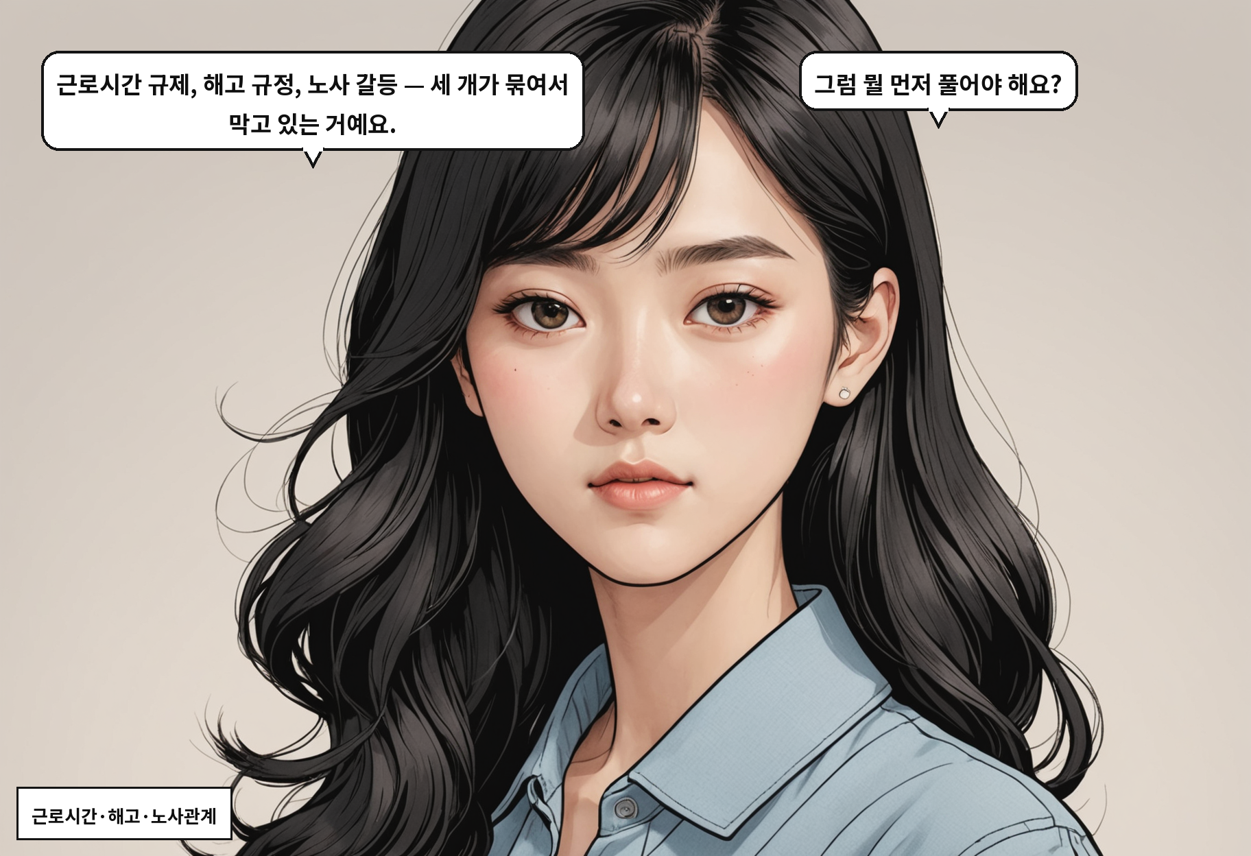 B: 근로시간 규제, 해고 규정, 노사 갈등 — 세 개가 묶여서 막고 있는 거예요. A: 그럼 뭘 먼저 풀어야 해요?