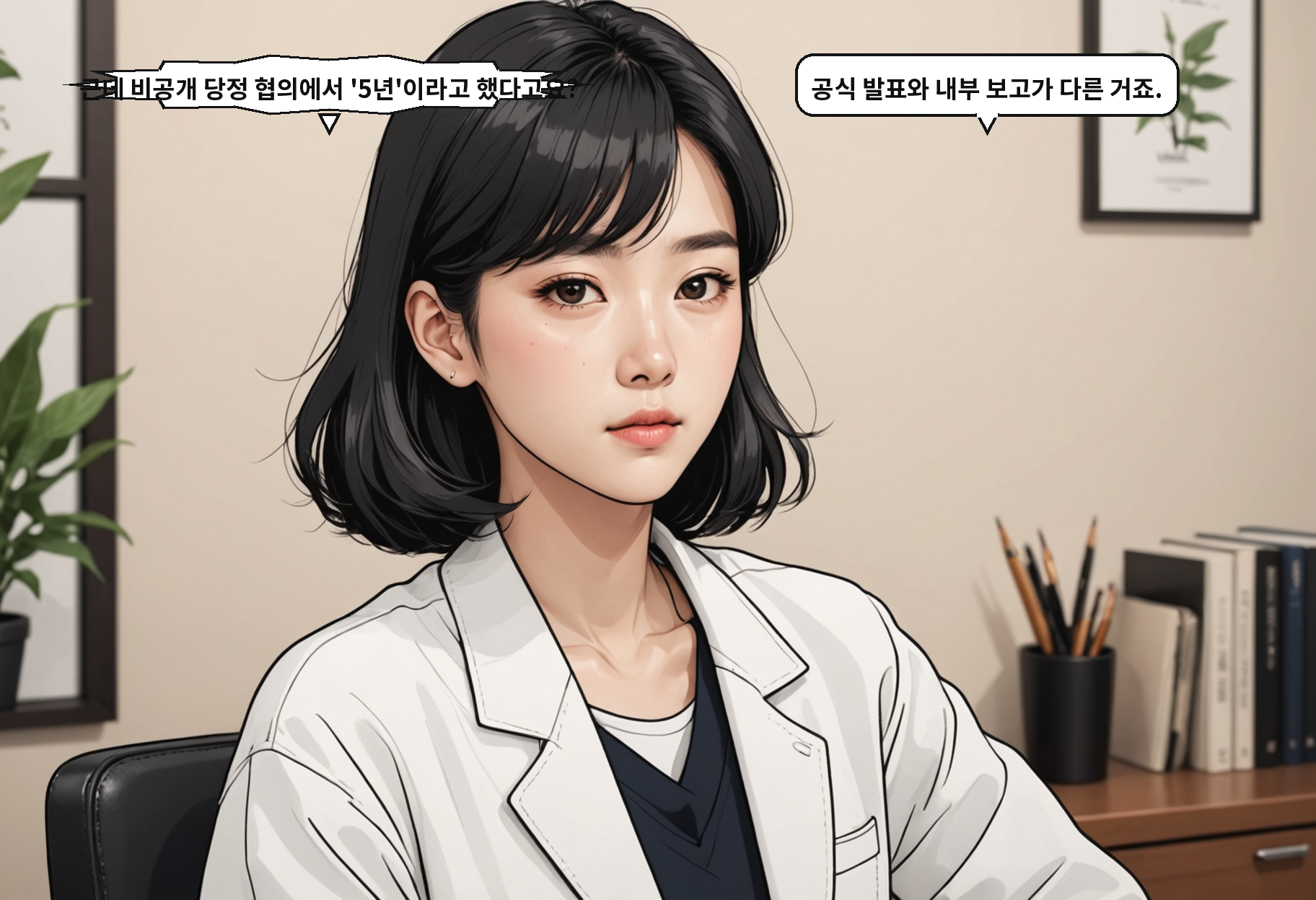 A: 근데 비공개 당정 협의에서 '5년'이라고 했다고요? B: 공식 발표와 내부 보고가 다른 거죠.