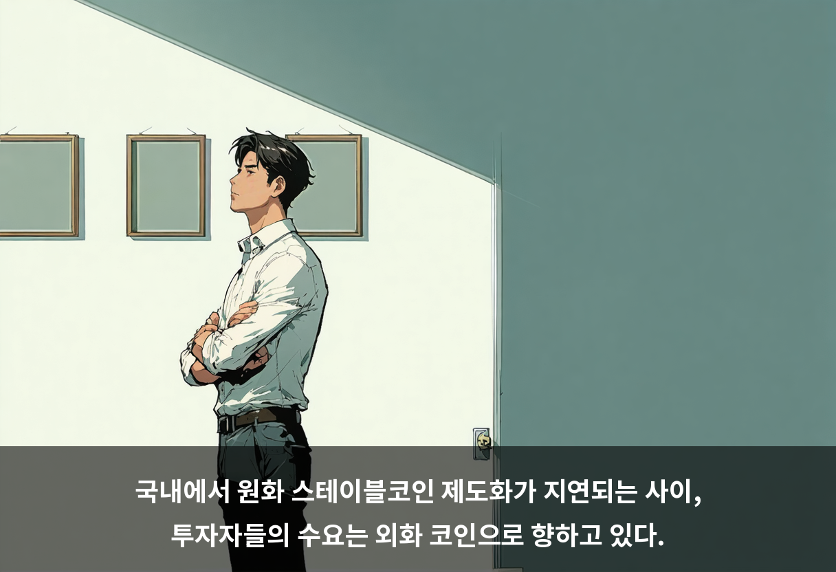 국내에서 원화 스테이블코인 제도화가 지연되는 사이, 투자자들의 수요는 외화 코인으로 향하고 있다.