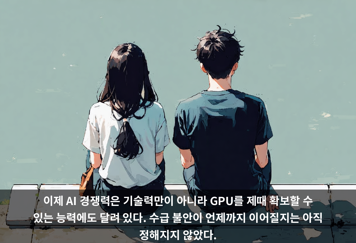 이제 AI 경쟁력은 기술력만이 아니라 GPU를 제때 확보할 수 있는 능력에도 달려 있다. 수급 불안이 언제까지 이어질지는 아직 정해지지 않았다.