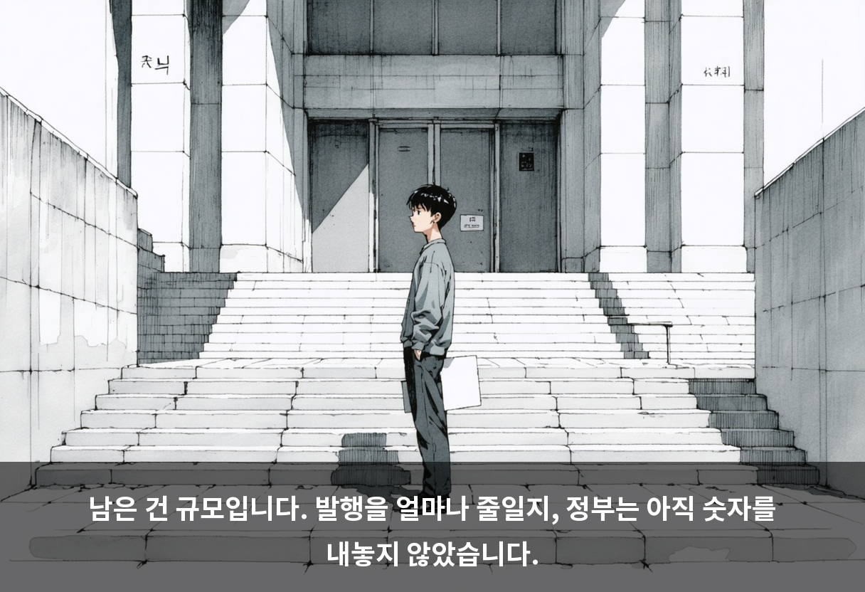 남은 건 규모입니다. 발행을 얼마나 줄일지, 정부는 아직 숫자를 내놓지 않았습니다.