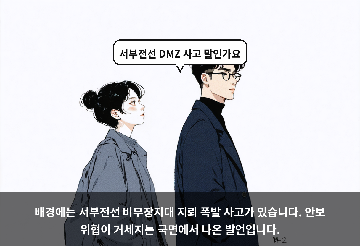 배경에는 서부전선 비무장지대 지뢰 폭발 사고가 있습니다. 안보 위협이 거세지는 국면에서 나온 발언입니다.