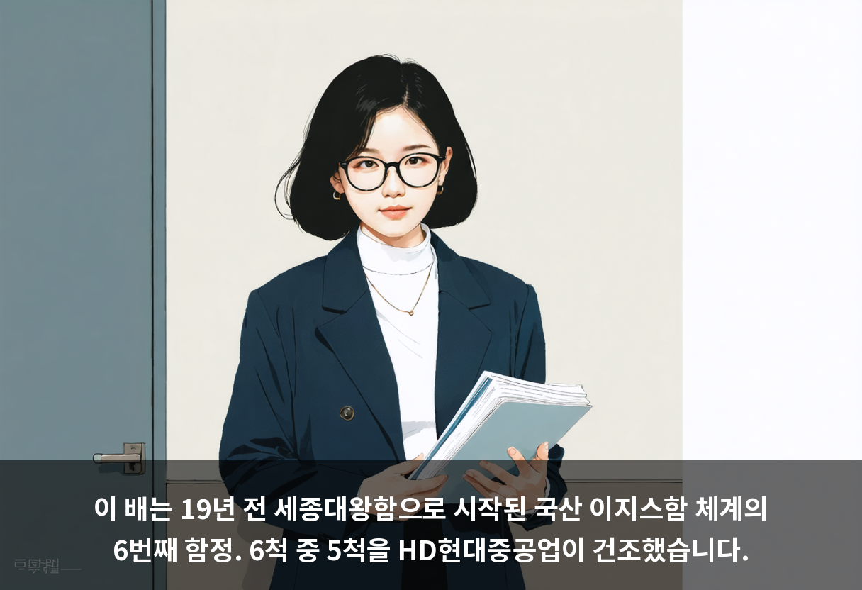 이 배는 19년 전 세종대왕함으로 시작된 국산 이지스함 체계의 6번째 함정. 6척 중 5척을 HD현대중공업이 건조했습니다.