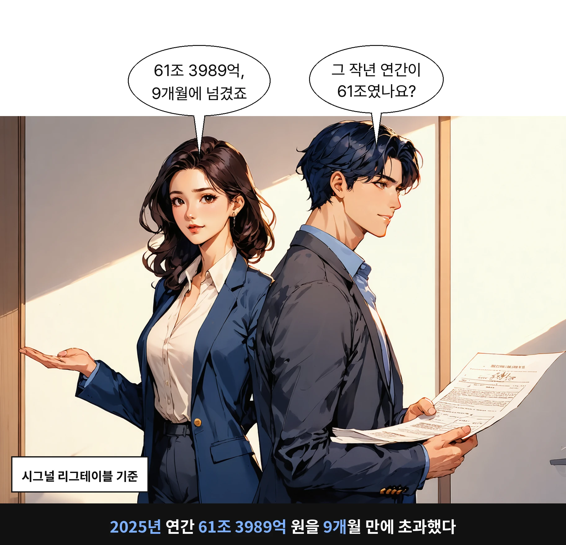 2025년 연간 61조 3989억 원을 9개월 만에 초과했다