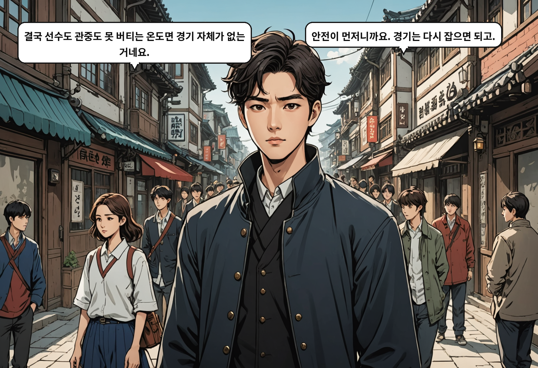 A: 결국 선수도 관중도 못 버티는 온도면 경기 자체가 없는 거네요. B: 안전이 먼저니까요. 경기는 다시 잡으면 되고.
