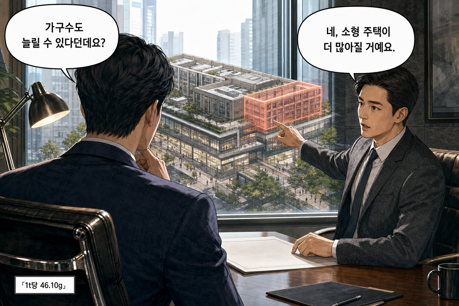 A: 가구수도 늘릴 수 있다던데요? B: 네, 소형 주택이 더 많아질 거예요.