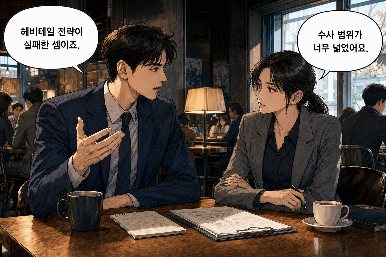 A: 헤비테일 전략이 실패한 셈이죠. B: 수사 범위가 너무 넓었어요.
