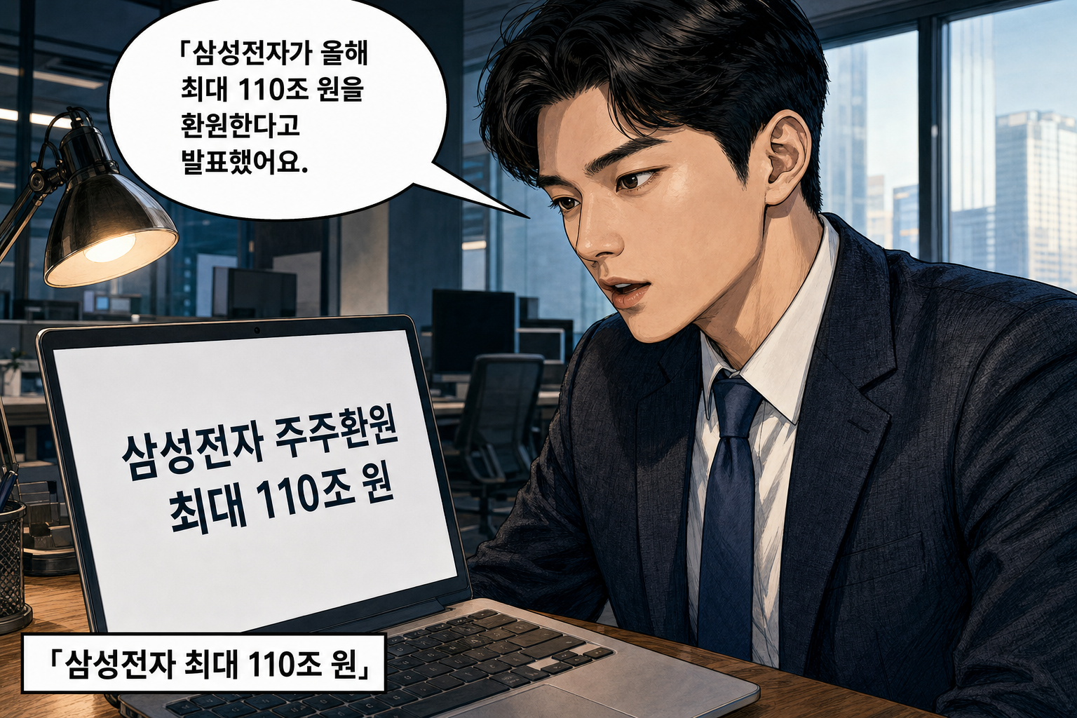 A: 삼성전자가 올해 최대 110조 원을 환원한다고 발표했어요.