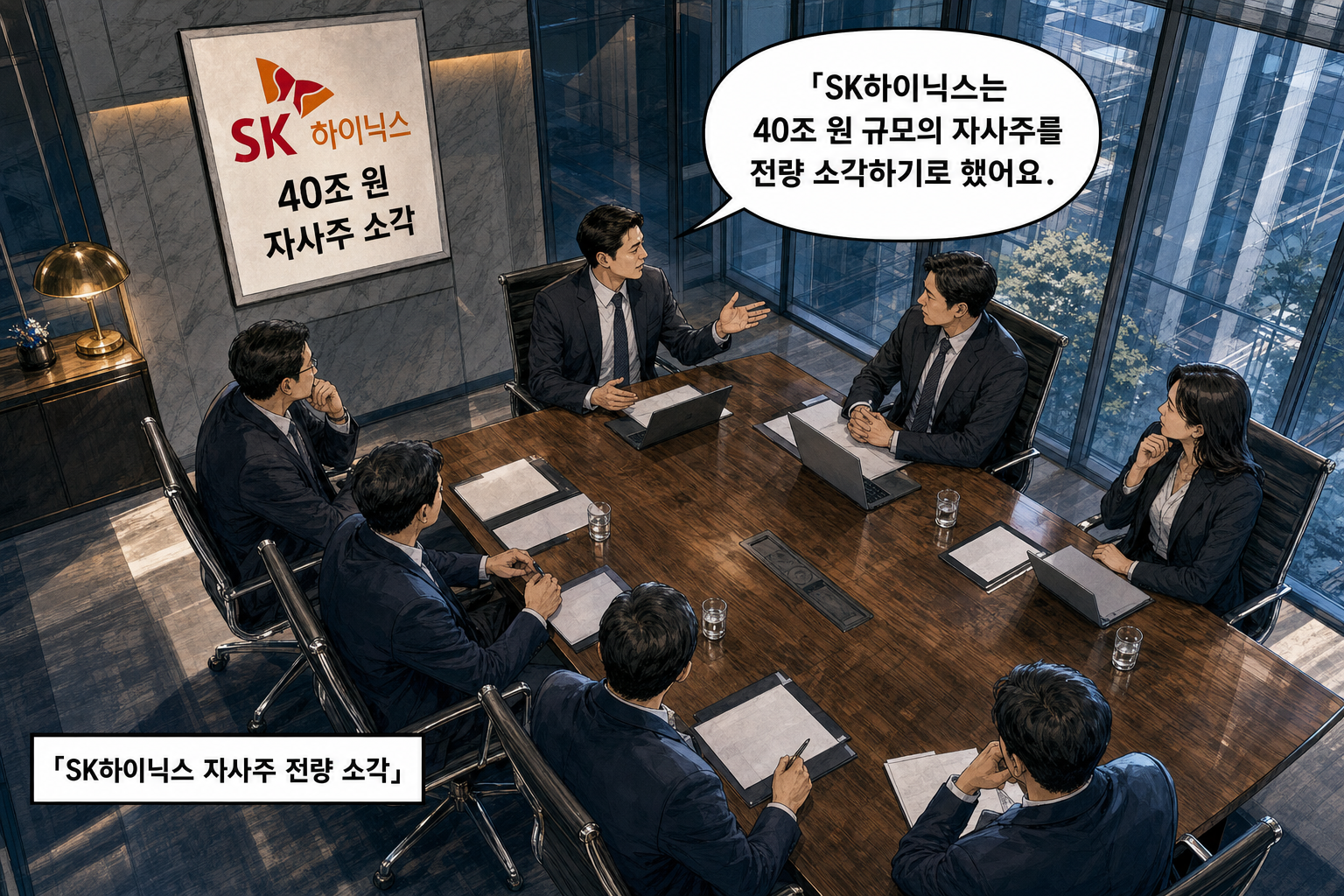 A: SK하이닉스는 40조 원 규모의 자사주를 전량 소각하기로 했어요.