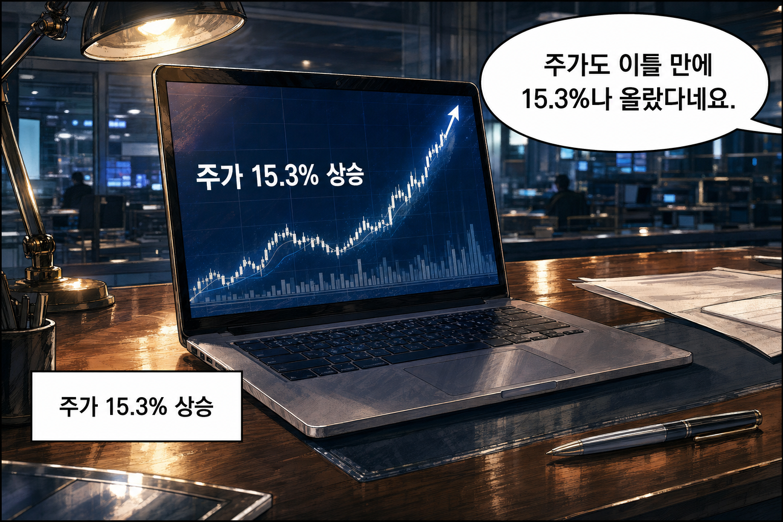 B: 주가도 이틀 만에 15.3%나 올랐다네요.