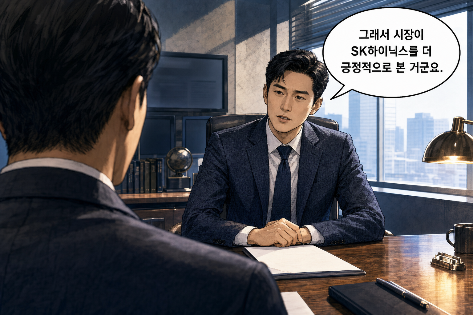 B: 그래서 시장이 SK하이닉스를 더 긍정적으로 본 거군요.