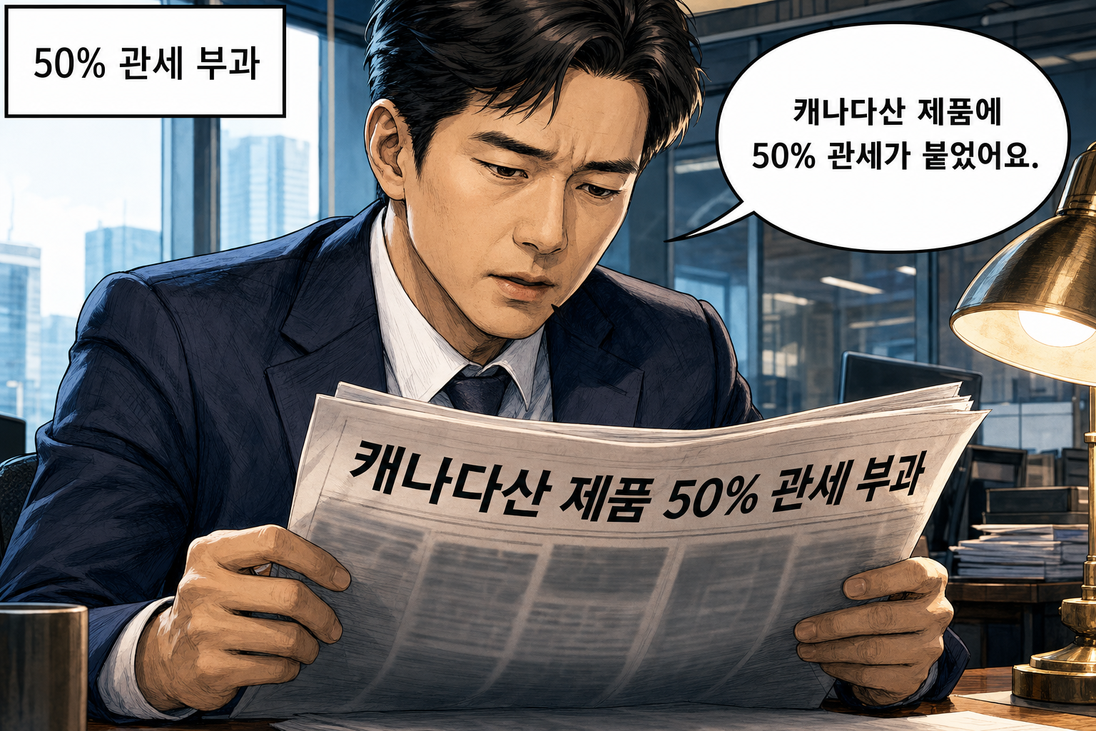 A: 캐나다산 제품에 50% 관세가 붙었어요.