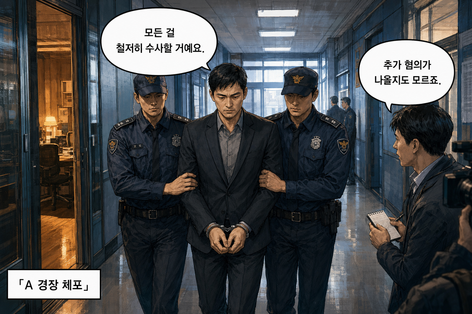 A: 모든 걸 철저히 수사할 거예요. B: 추가 혐의가 나올지도 모르죠.