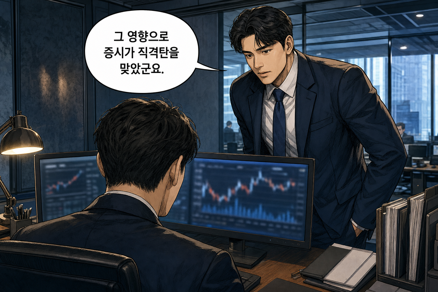 B: 그 영향으로 증시가 직격탄을 맞았군요.