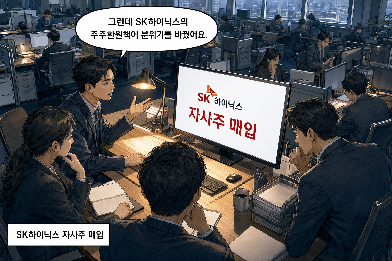 B: 그런데 SK하이닉스의 주주환원책이 분위기를 바꿨어요.