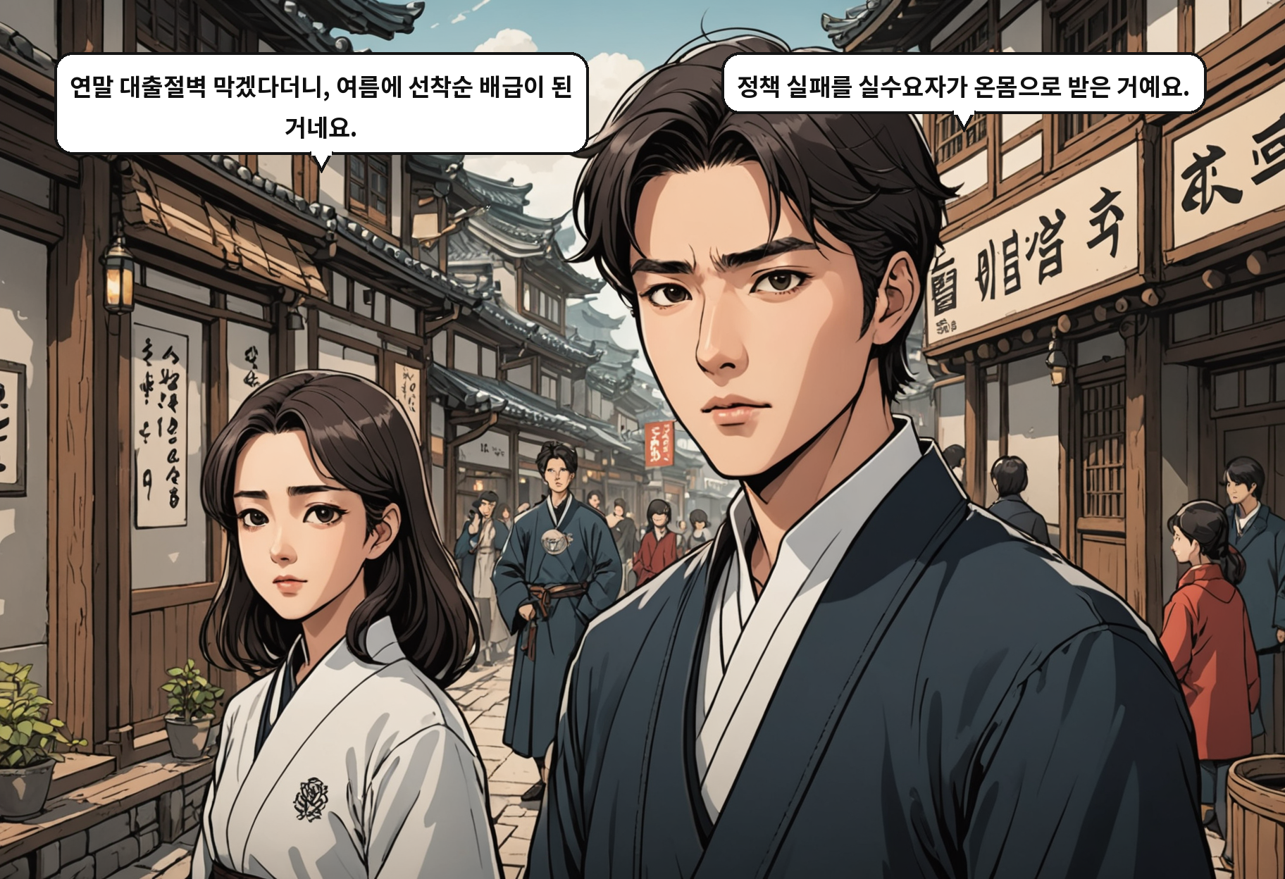 A: 연말 대출절벽 막겠다더니, 여름에 선착순 배급이 된 거네요. B: 정책 실패를 실수요자가 온몸으로 받은 거예요.