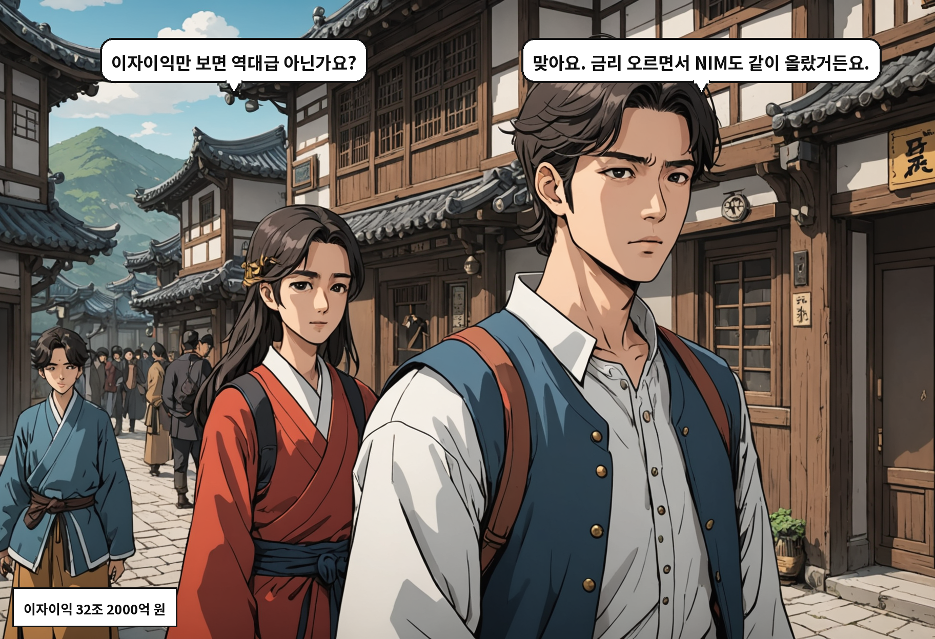 B: 이자이익만 보면 역대급 아닌가요? A: 맞아요. 금리 오르면서 NIM도 같이 올랐거든요.