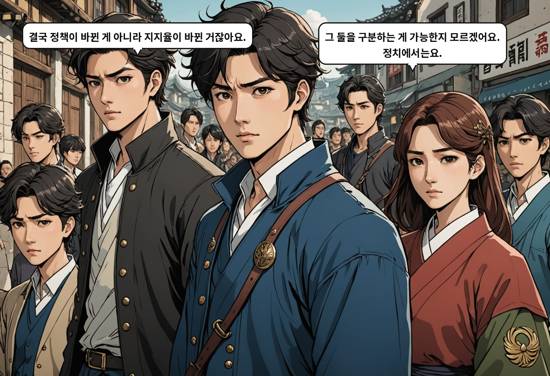 A: 결국 정책이 바뀐 게 아니라 지지율이 바뀐 거잖아요. B: 그 둘을 구분하는 게 가능한지 모르겠어요. 정치에서는요.