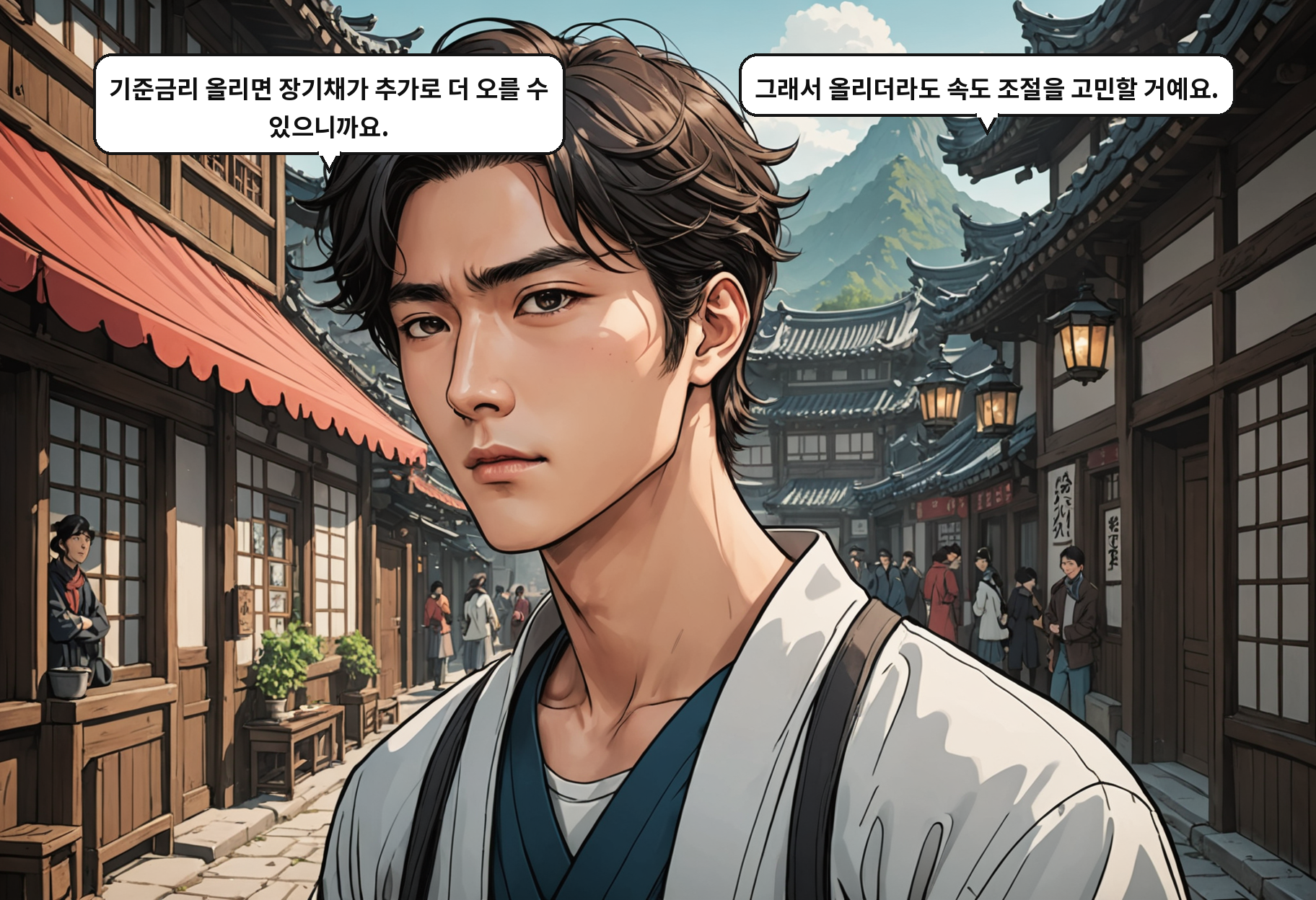 B: 기준금리 올리면 장기채가 추가로 더 오를 수 있으니까요. A: 그래서 올리더라도 속도 조절을 고민할 거예요.