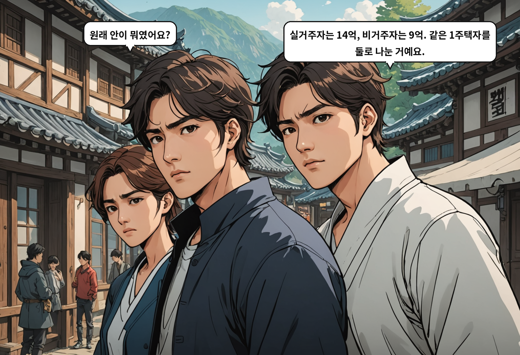 A: 원래 안이 뭐였어요? B: 실거주자는 14억, 비거주자는 9억. 같은 1주택자를 둘로 나눈 거예요.