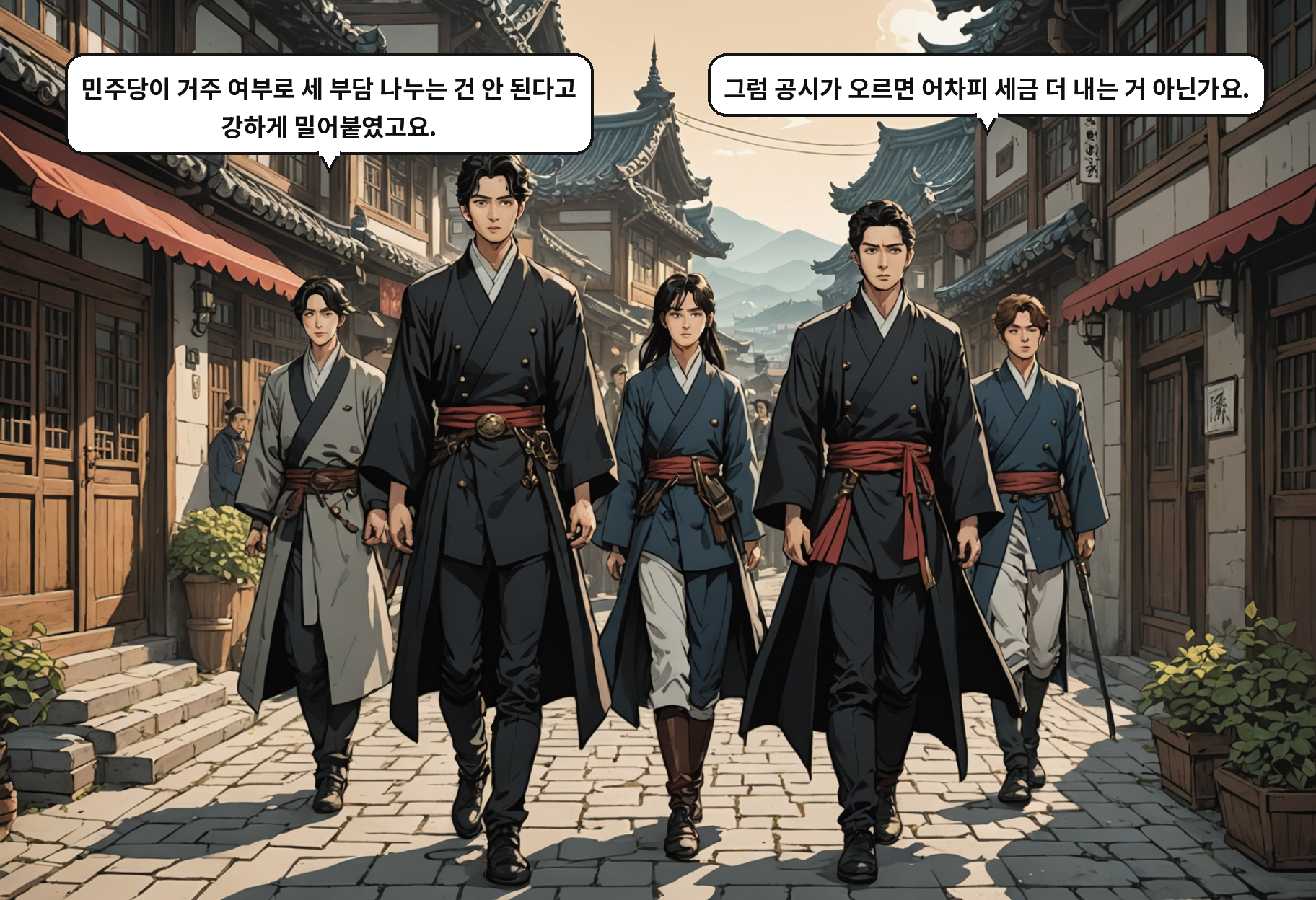 B: 민주당이 거주 여부로 세 부담 나누는 건 안 된다고 강하게 밀어붙였고요. A: 그럼 공시가 오르면 어차피 세금 더 내는 거 아닌가요.