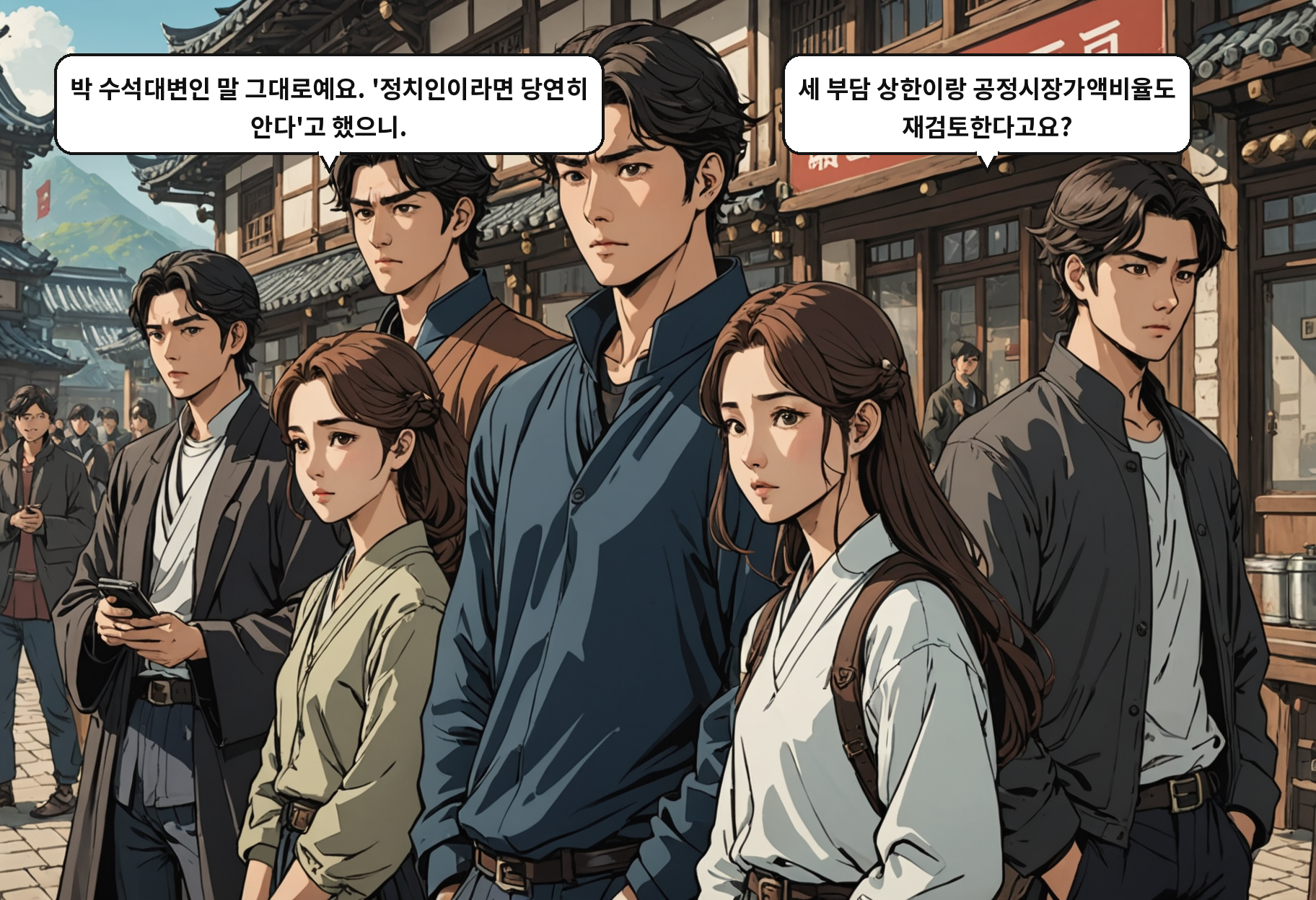 B: 박 수석대변인 말 그대로예요. '정치인이라면 당연히 안다'고 했으니. A: 세 부담 상한이랑 공정시장가액비율도 재검토한다고요?