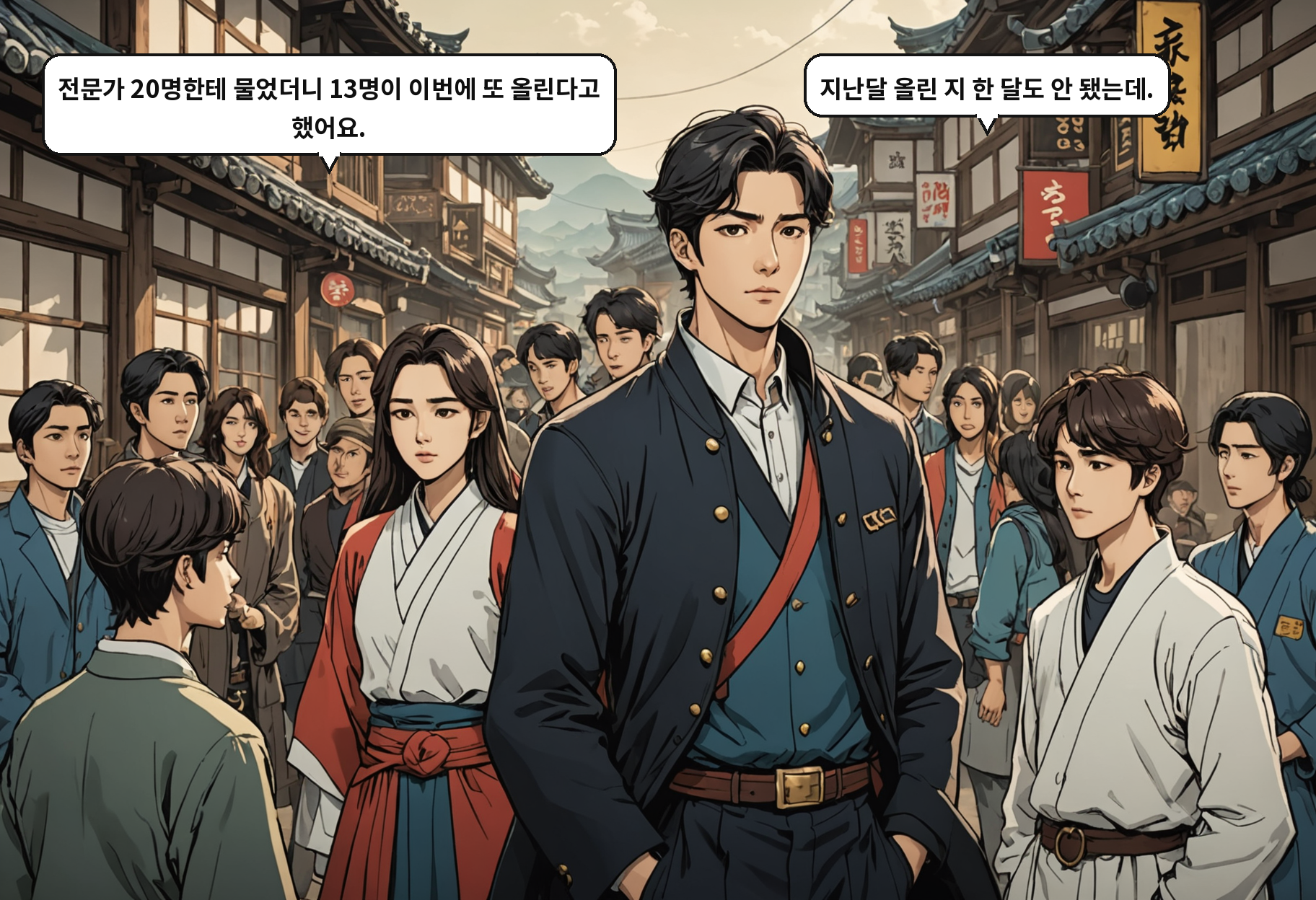A: 전문가 20명한테 물었더니 13명이 이번에 또 올린다고 했어요. B: 지난달 올린 지 한 달도 안 됐는데.