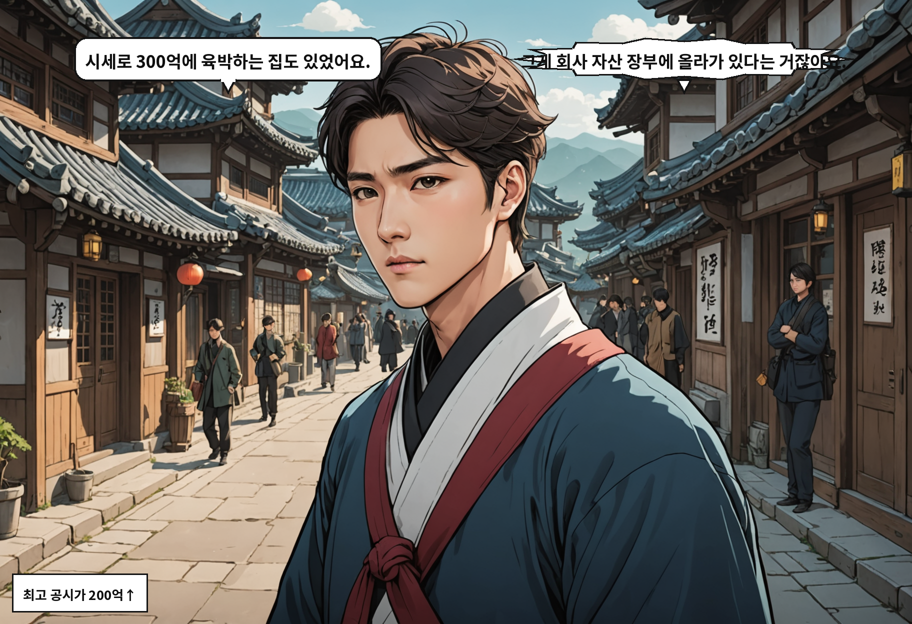 A: 시세로 300억에 육박하는 집도 있었어요. B: 그게 회사 자산 장부에 올라가 있다는 거잖아요.